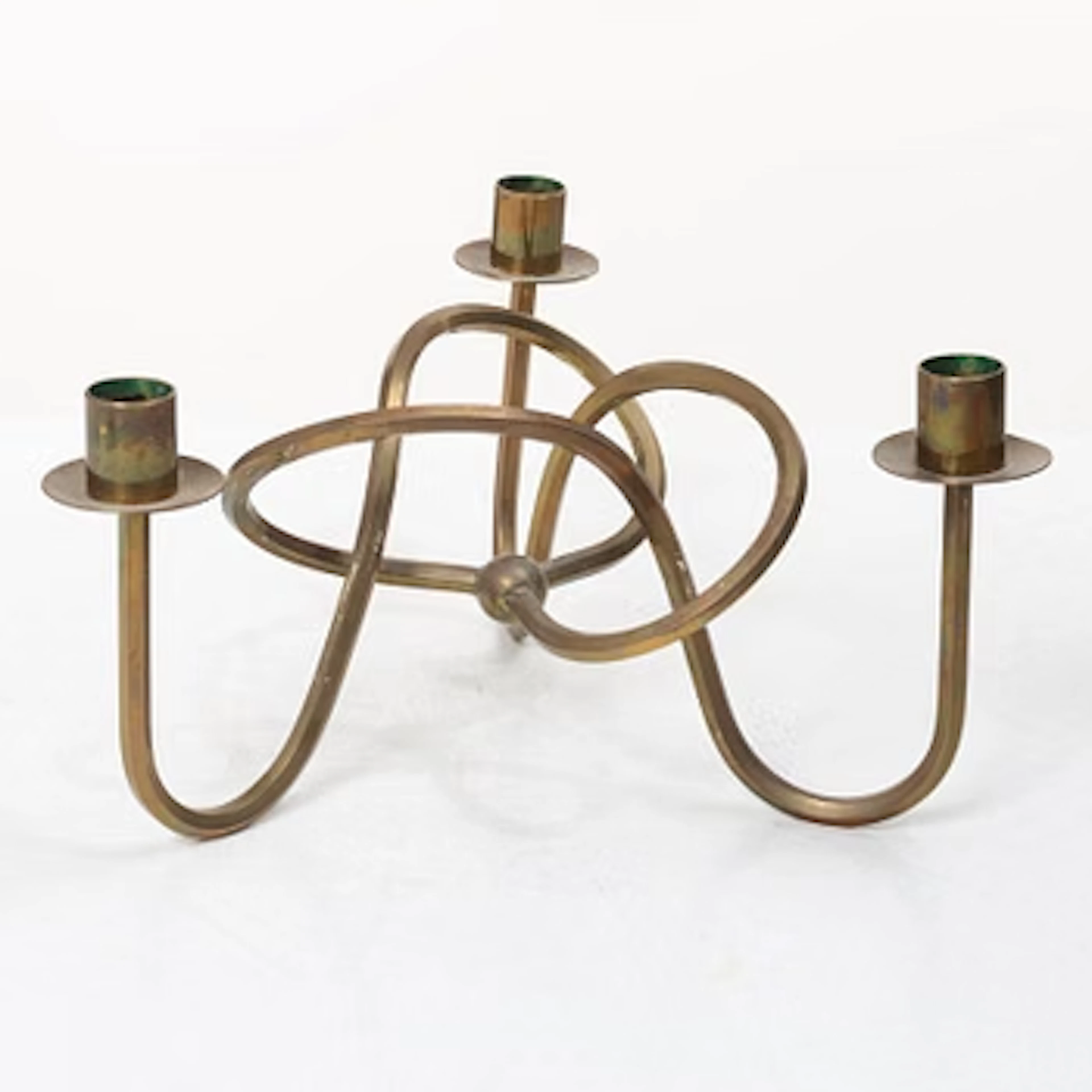 Josef Frank, 'Vänskapsknuten' brass candelabrum, Svenskt Tenn.