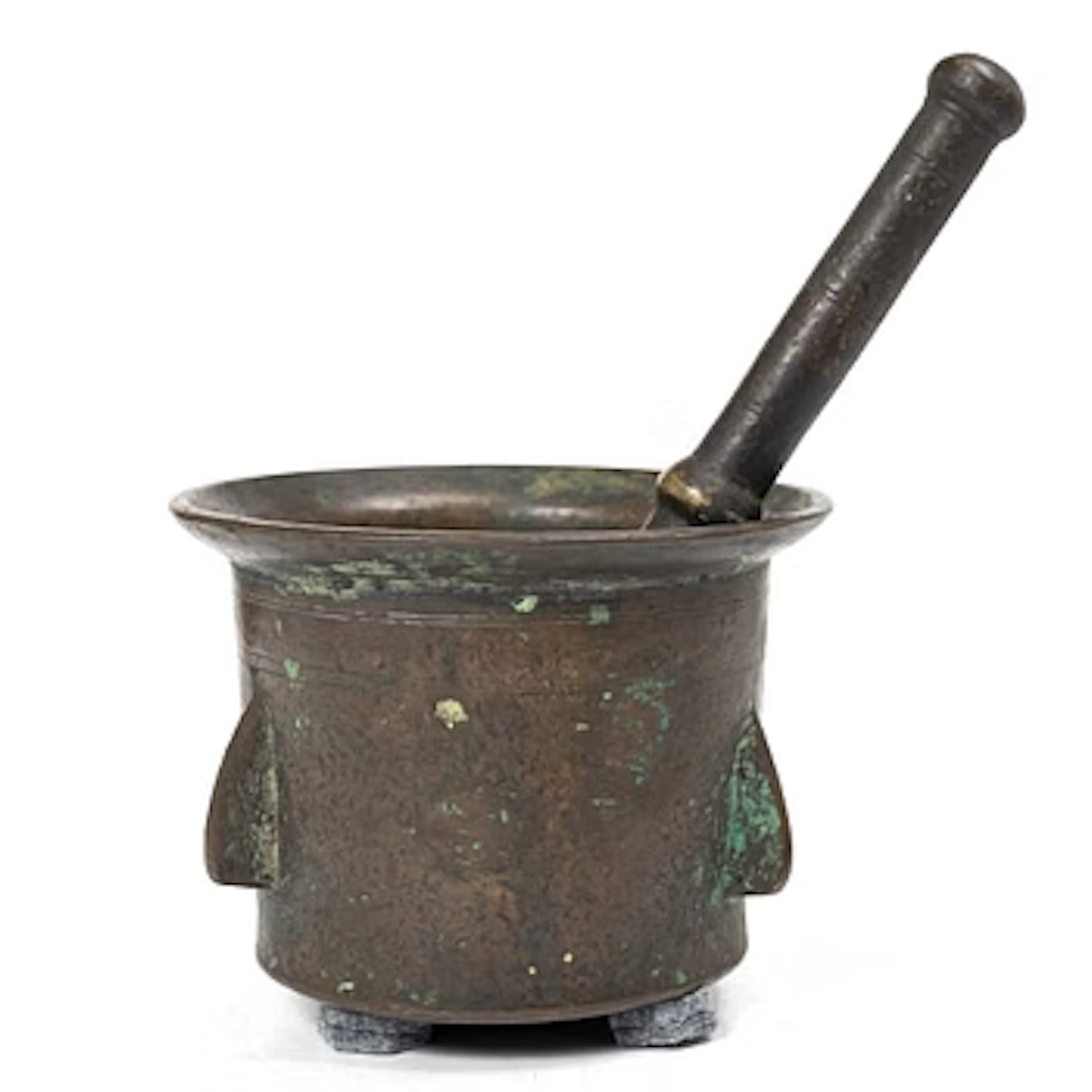 A presumably spanish 'rib' mortar and pestle, 16th/17th century.