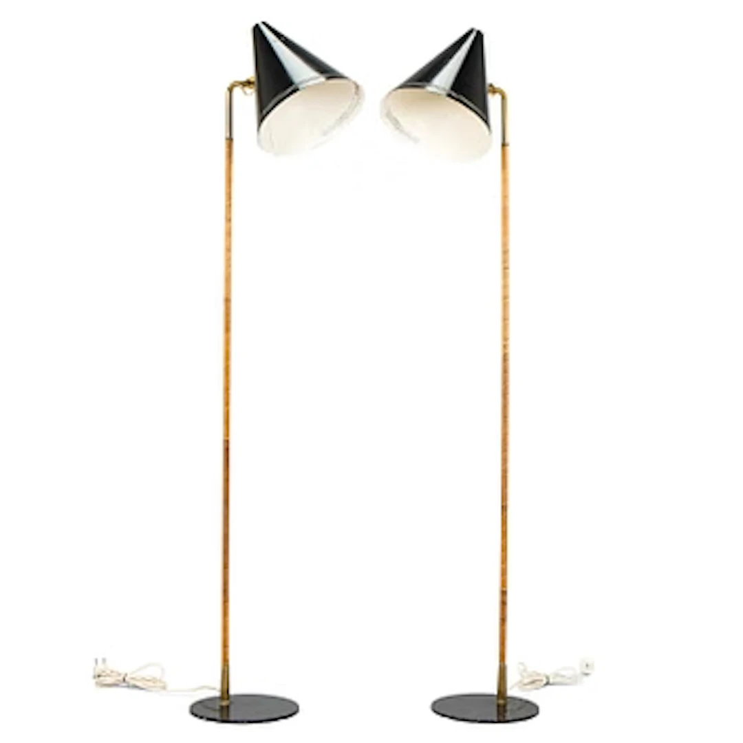 Paavo Tynell, a pair of mid-20th century K10-10 floor lamps for Taito Finland.