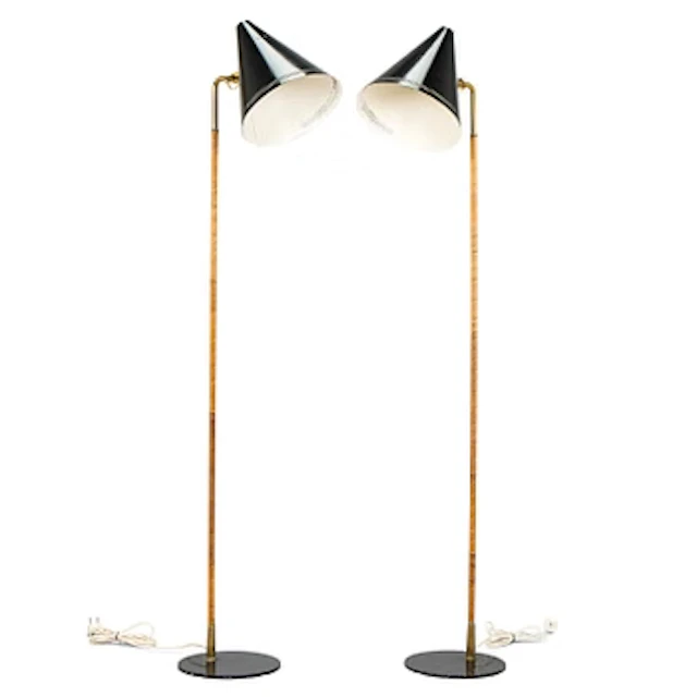 Paavo Tynell, a pair of mid-20th century K10-10 floor lamps for Taito Finland.