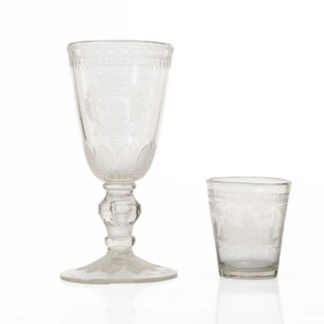 Goblet glass and trophy. Germany, 18th century.