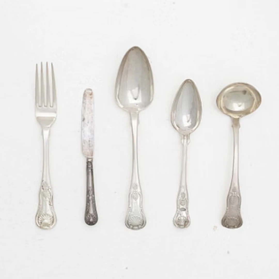 A silver cutlery set, “Kings pattern”, most with mark of Philip Grierson