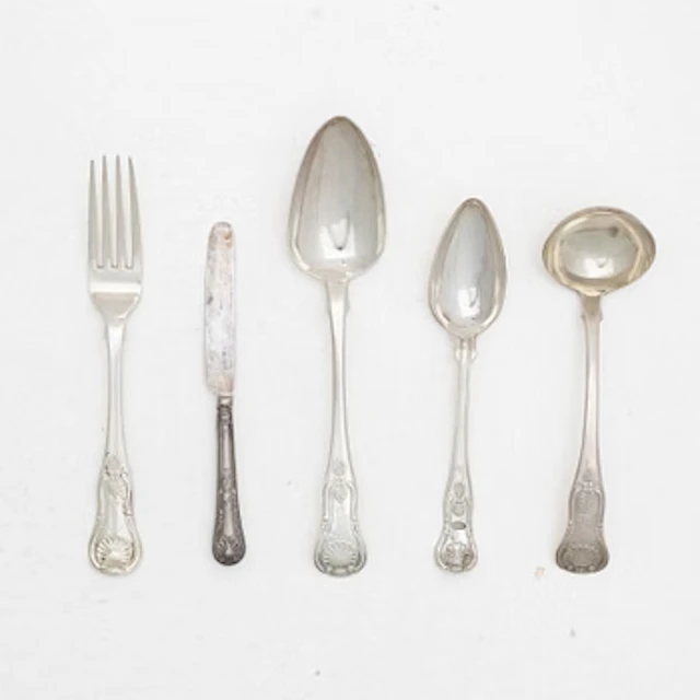 A silver cutlery set, “Kings pattern”, most with mark of Philip Grierson