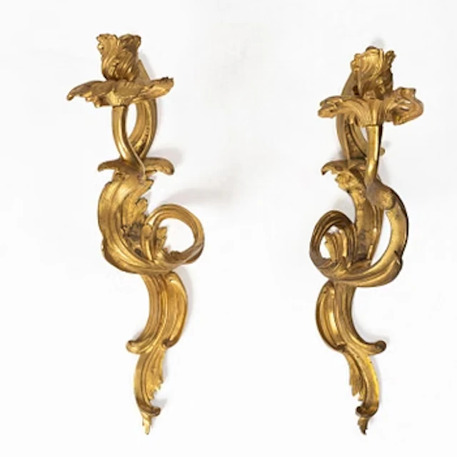 A pair of Rococo-style appliques, France, circa 1900.