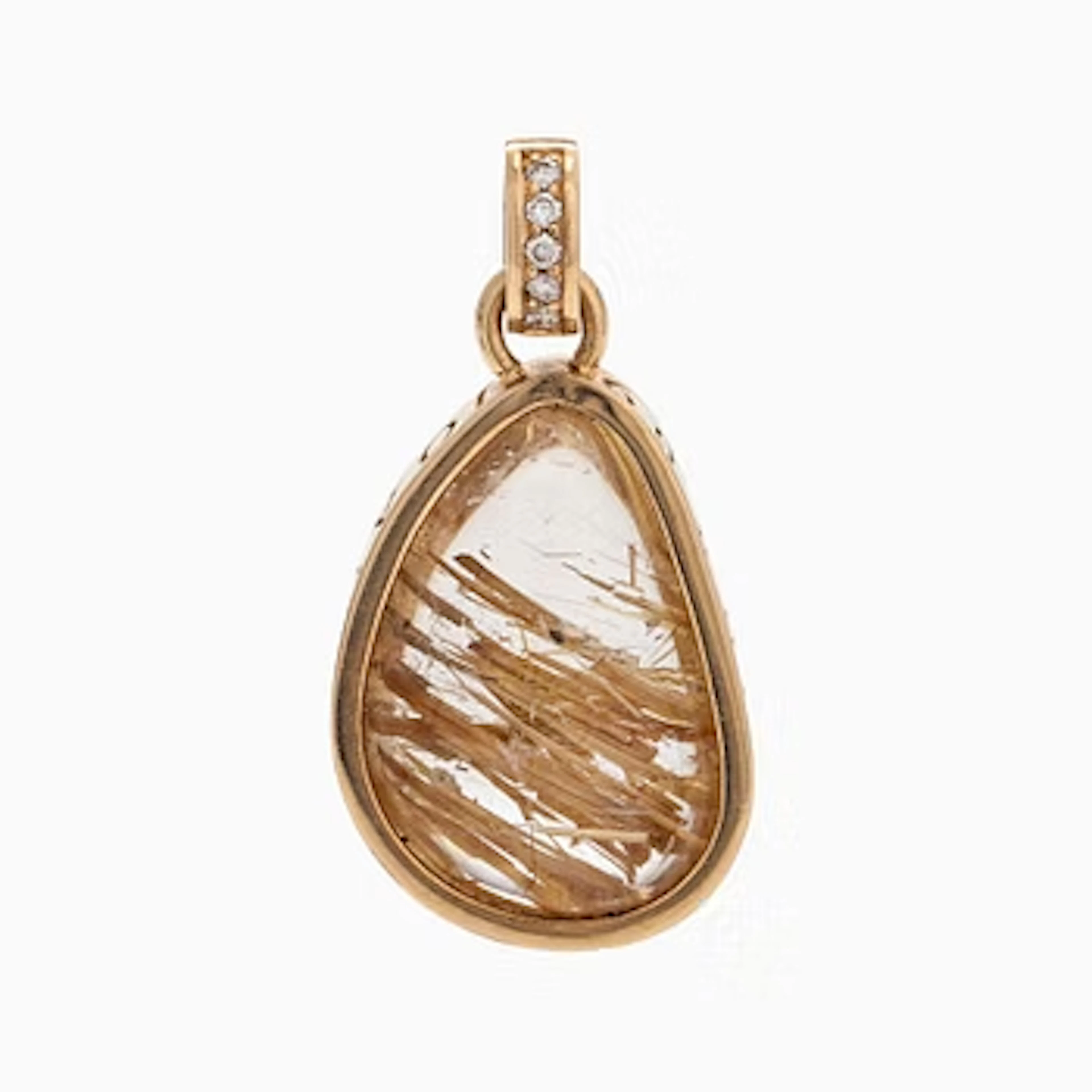 Pendant, rutilated quartz, diamonds, 18K gold.