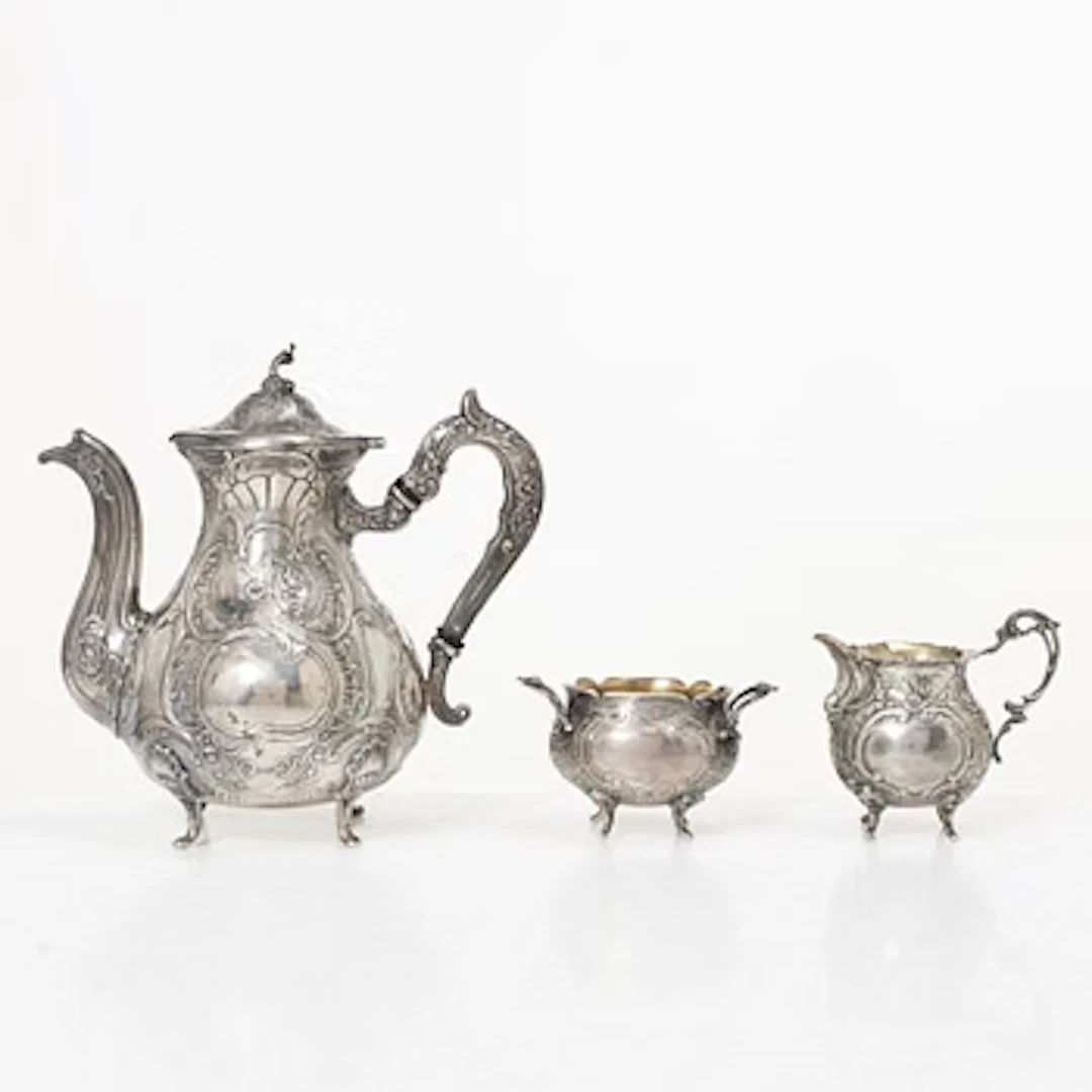 Georg Wessfelt, A Rococo style three piece silver coffee service