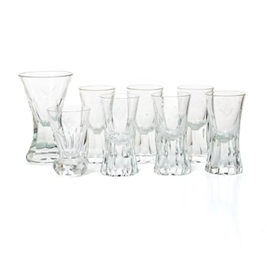 Masonic glasses, 8 pcs (6+1+1), 20th century.