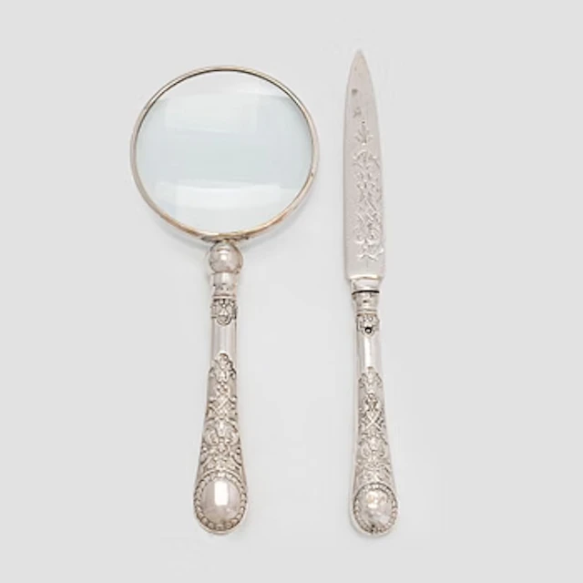 Magnifying glass and letter opener, silver, Martin, Hall & Co London
