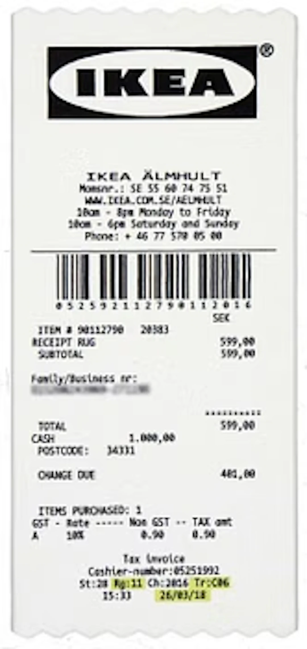 Virgil Abloh, a 'kvitto' ('Receipt') carpet, IKEA x Virgil Abloh