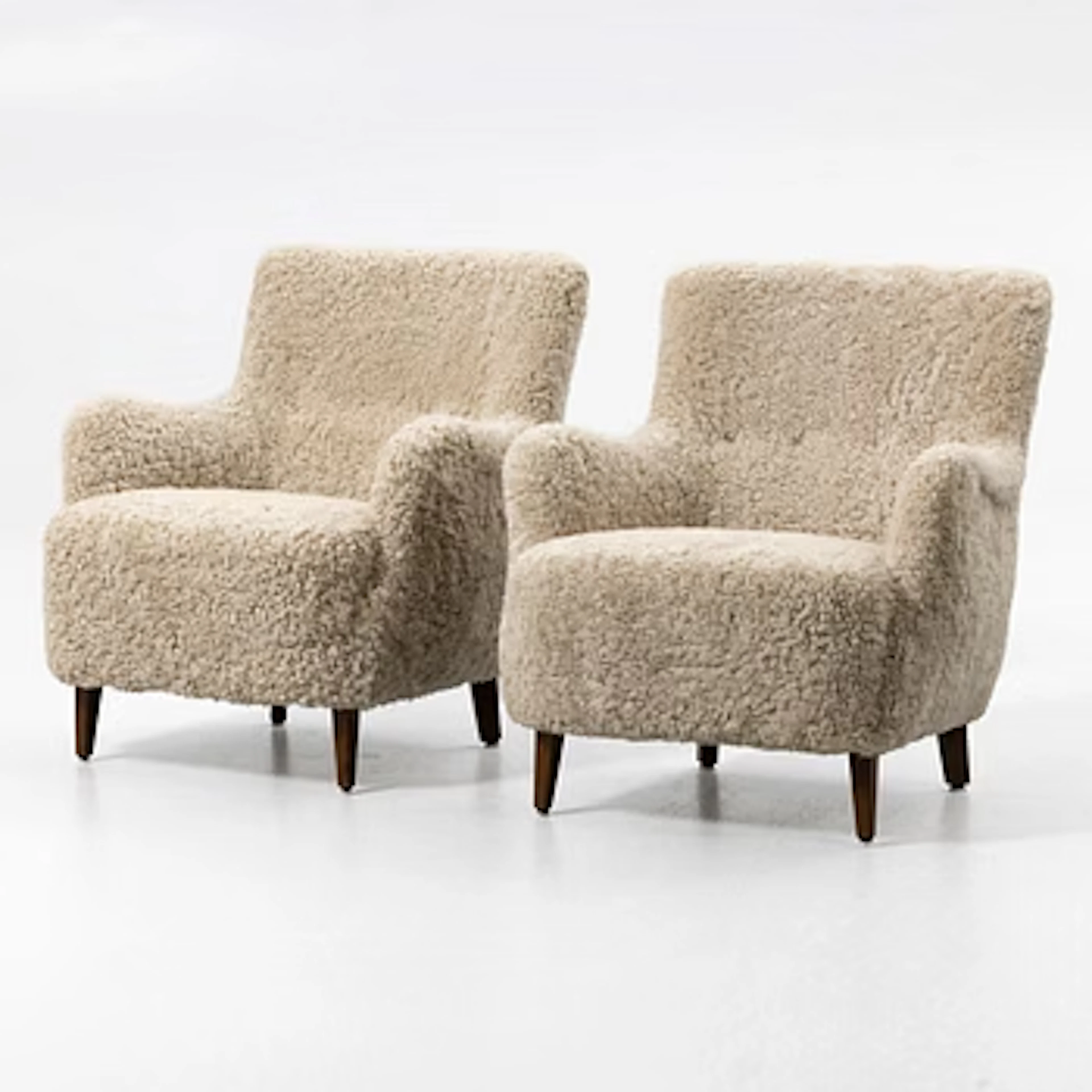 A pair of Scandinavian Modern armchairs, Denmark, 1940s.