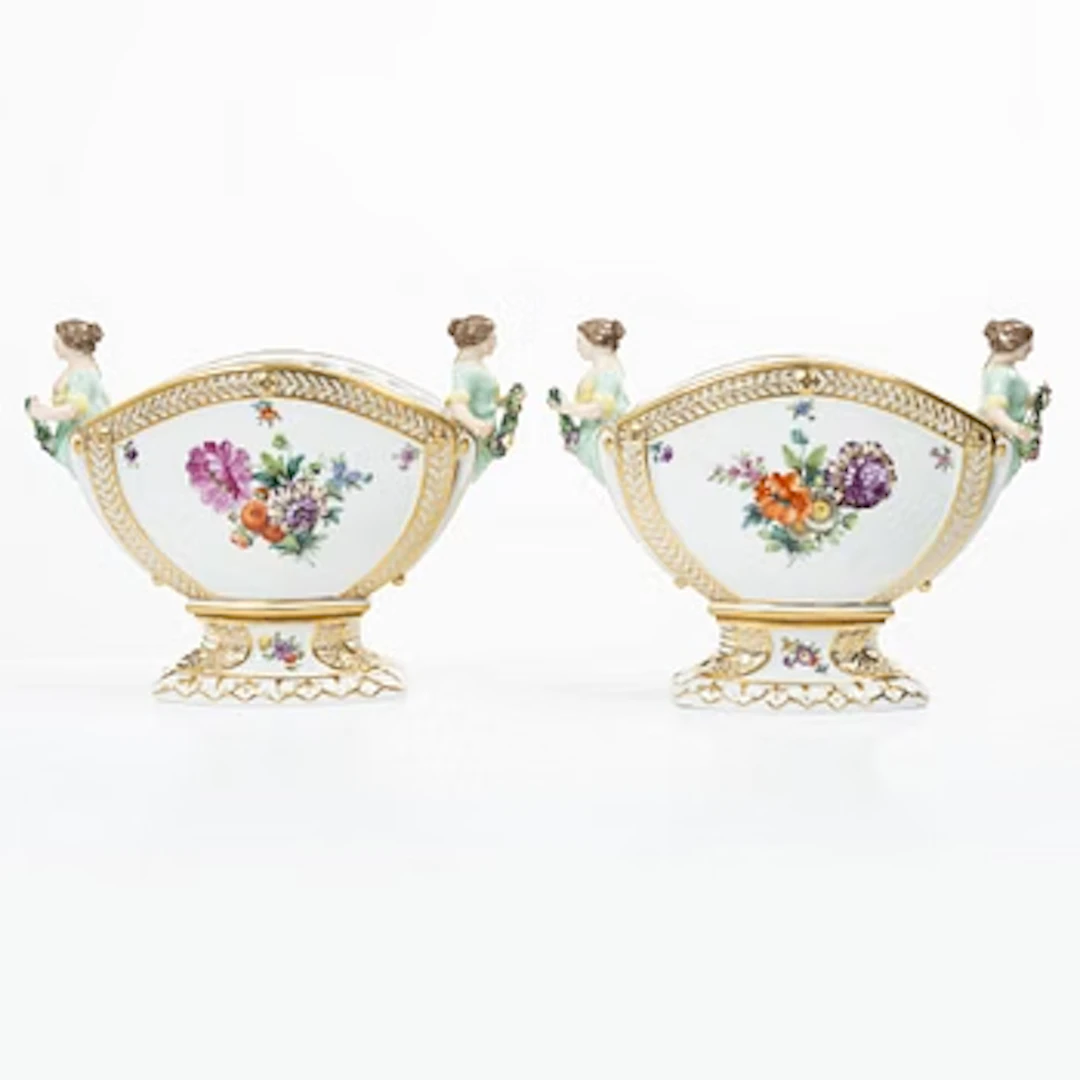 Royal Copenhagen, a pair of tulip vases, “Sachsisk Blomst”, second