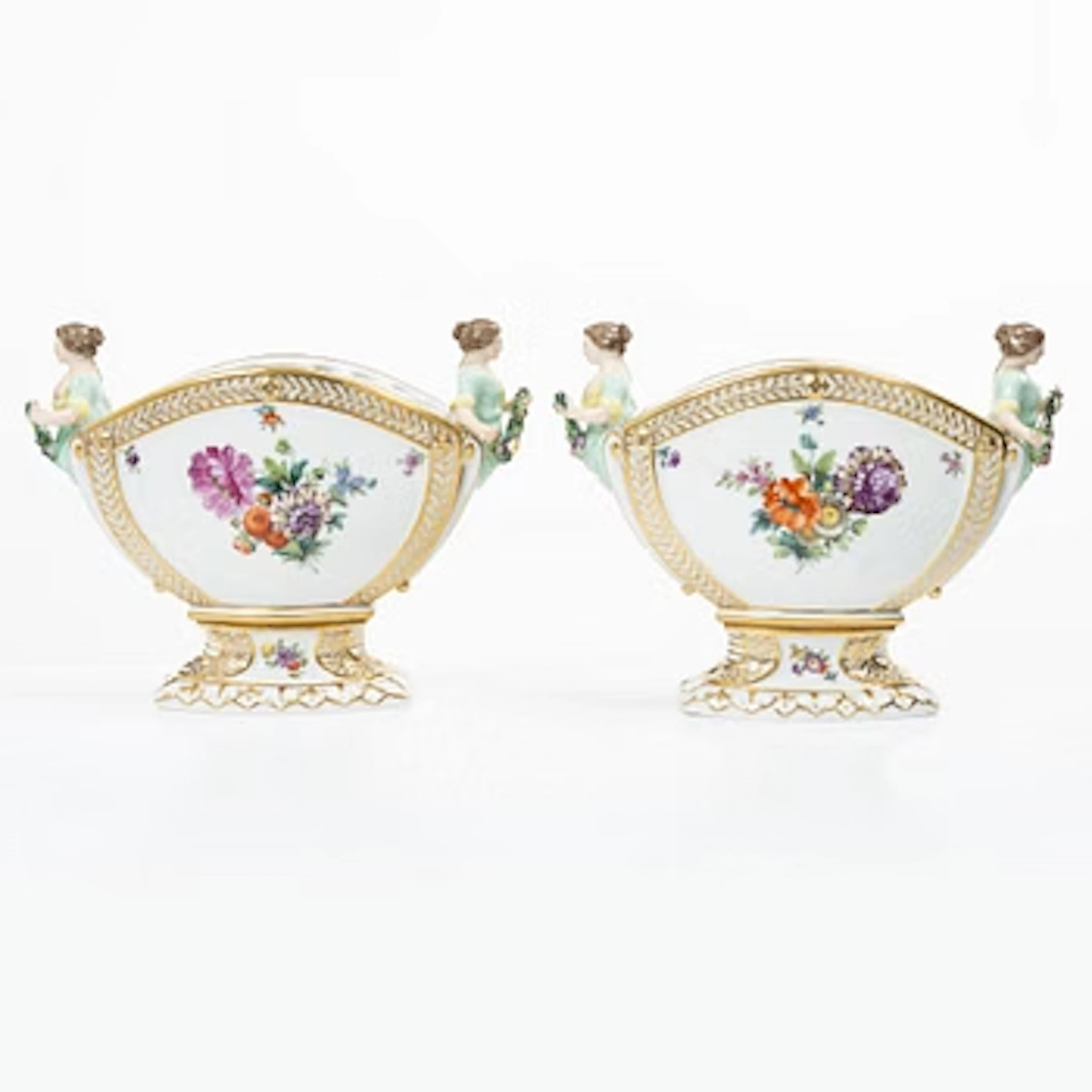 Royal Copenhagen, a pair of tulip vases, “Sachsisk Blomst”, second