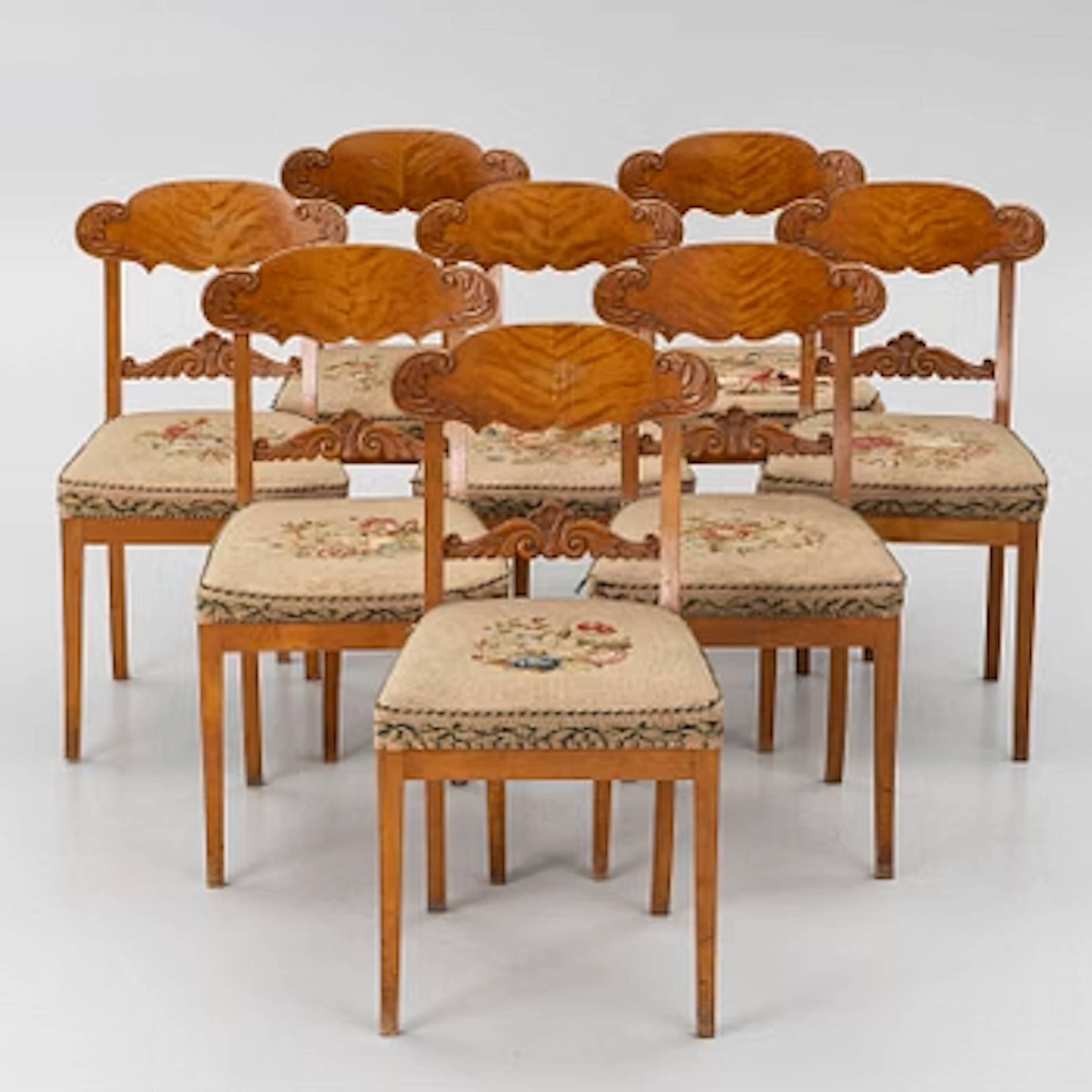 A set of 8 chairs, Karl Johan, first half of the 19th century.