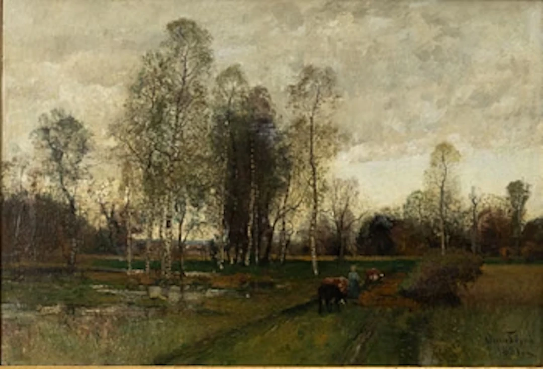 Oscar Törnå, Landscape with a Herd Girl and Cows.