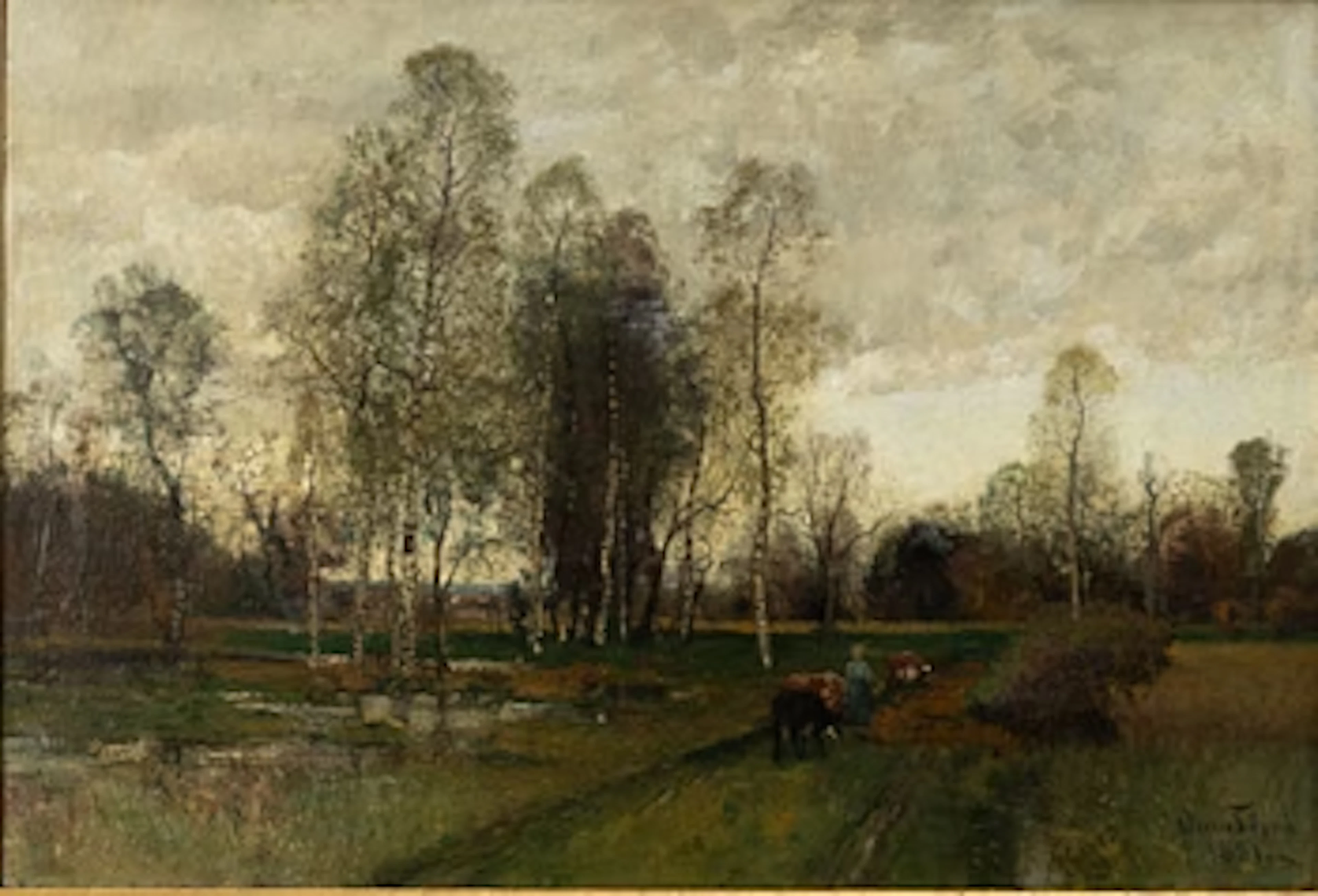 Oscar Törnå, Landscape with a Herd Girl and Cows.