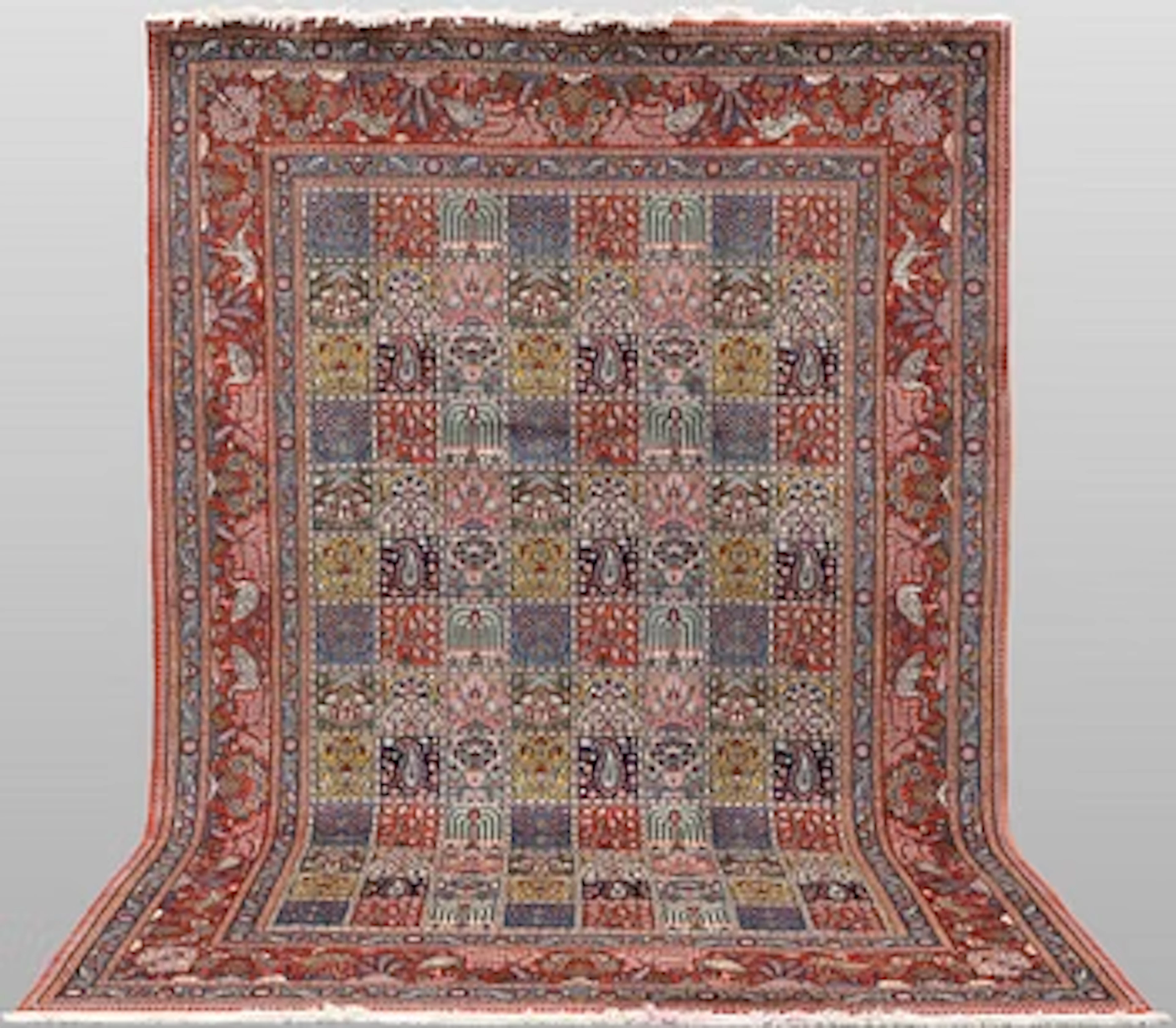 A Moud part silk carpet, 298 x 199 cm.
