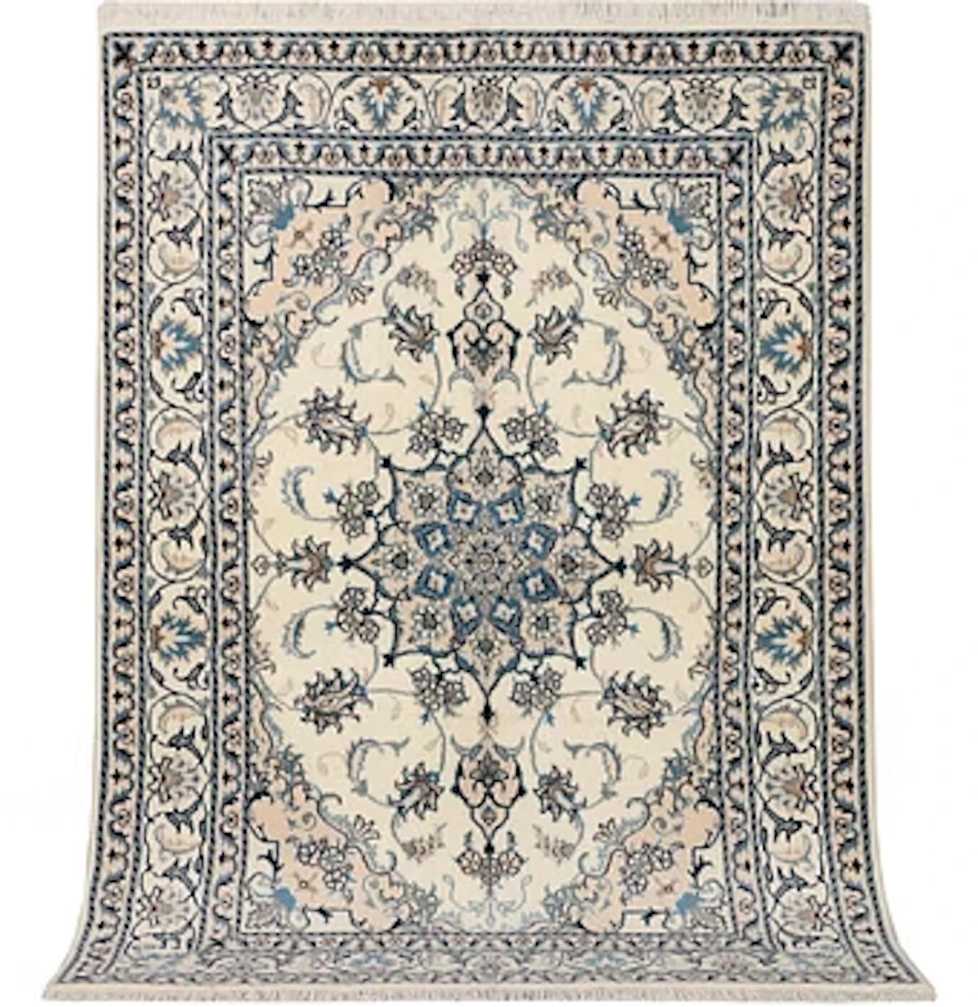 A Nain part silk rug, c. 193 x 148 cm.
