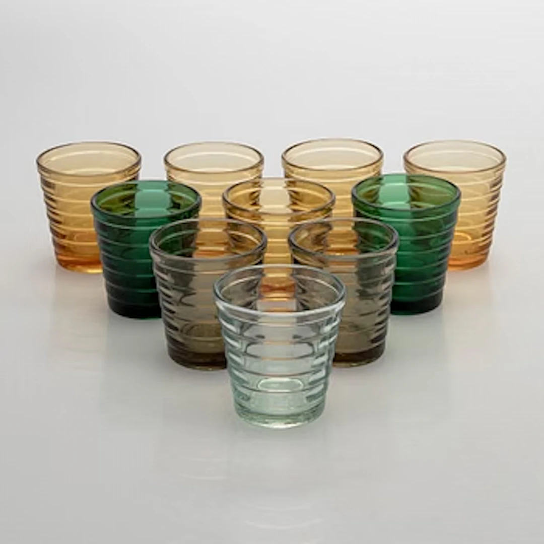 Aino Aalto, a set of ten 1930's '4056 Böljeblick' liquor glasses for