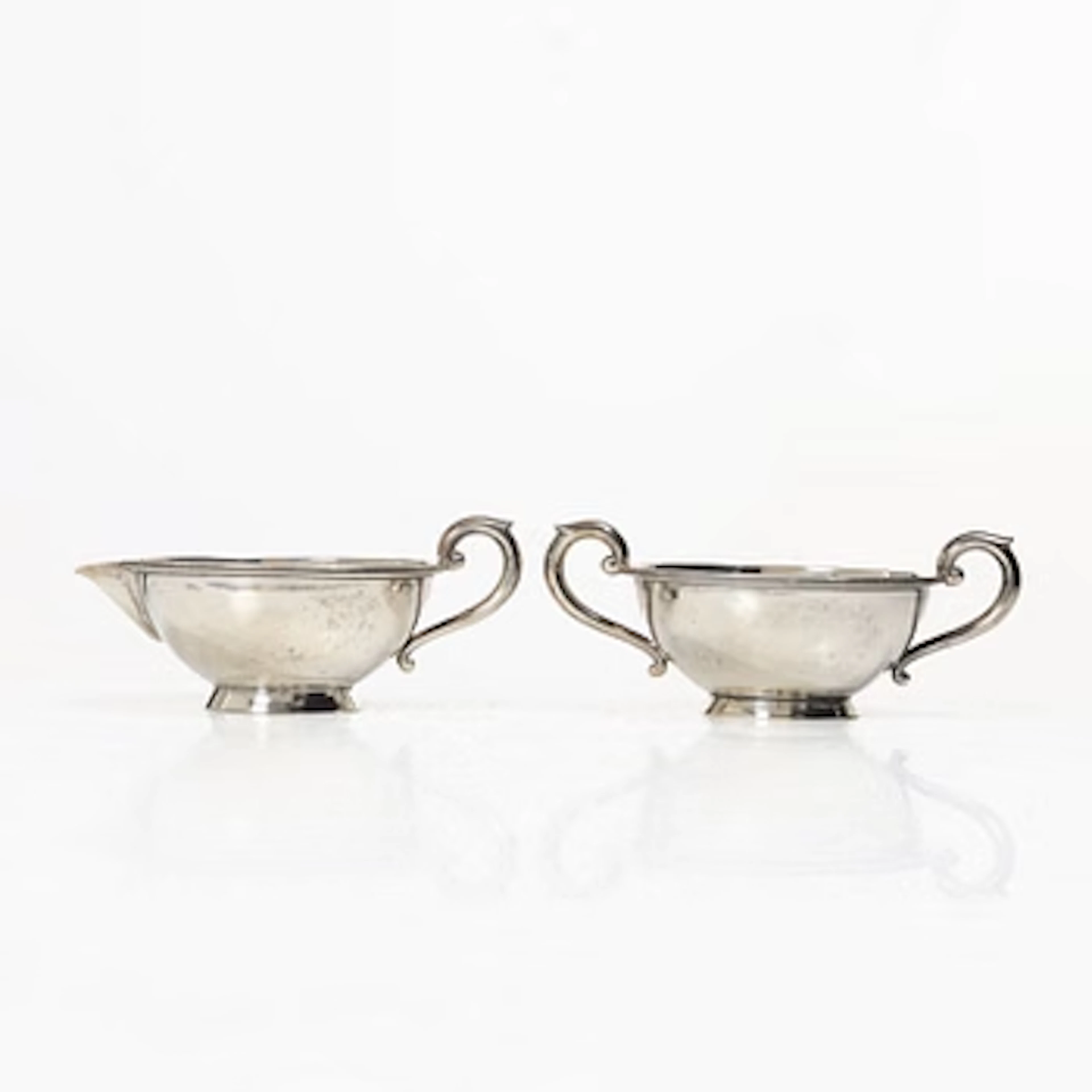 Cream and sugar bowl, silver, J. Tostrup, Oslo, Norway, 20th century.