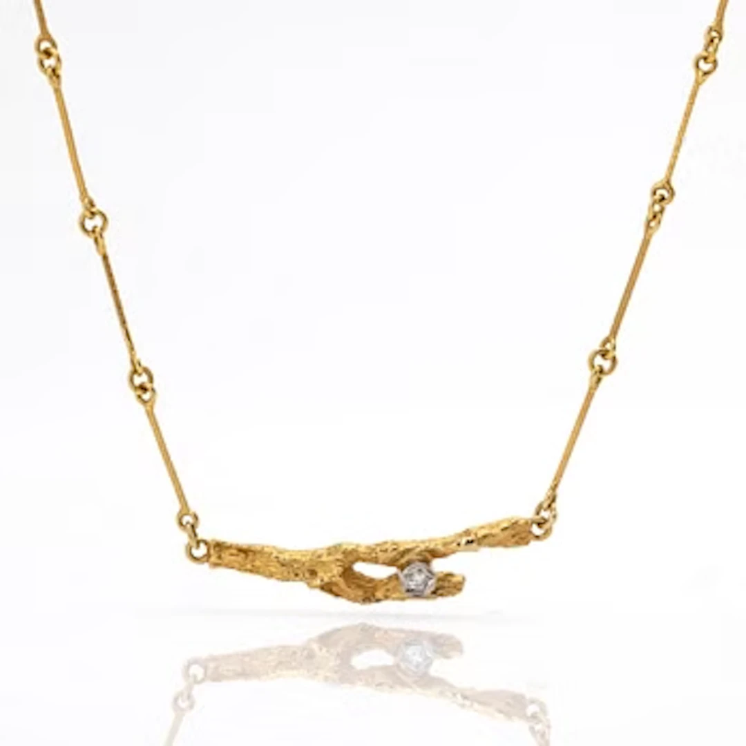 Björn Weckström, Necklace, "Diamond Bud", 18K gold, diamond, Lapponia.