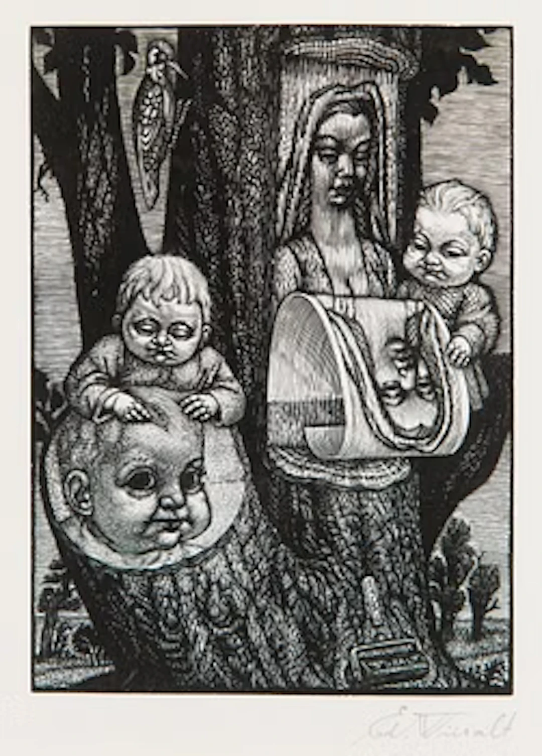 Eduard Wiiralt, "Puulõike sund" (The Birth of Wood Engraving).