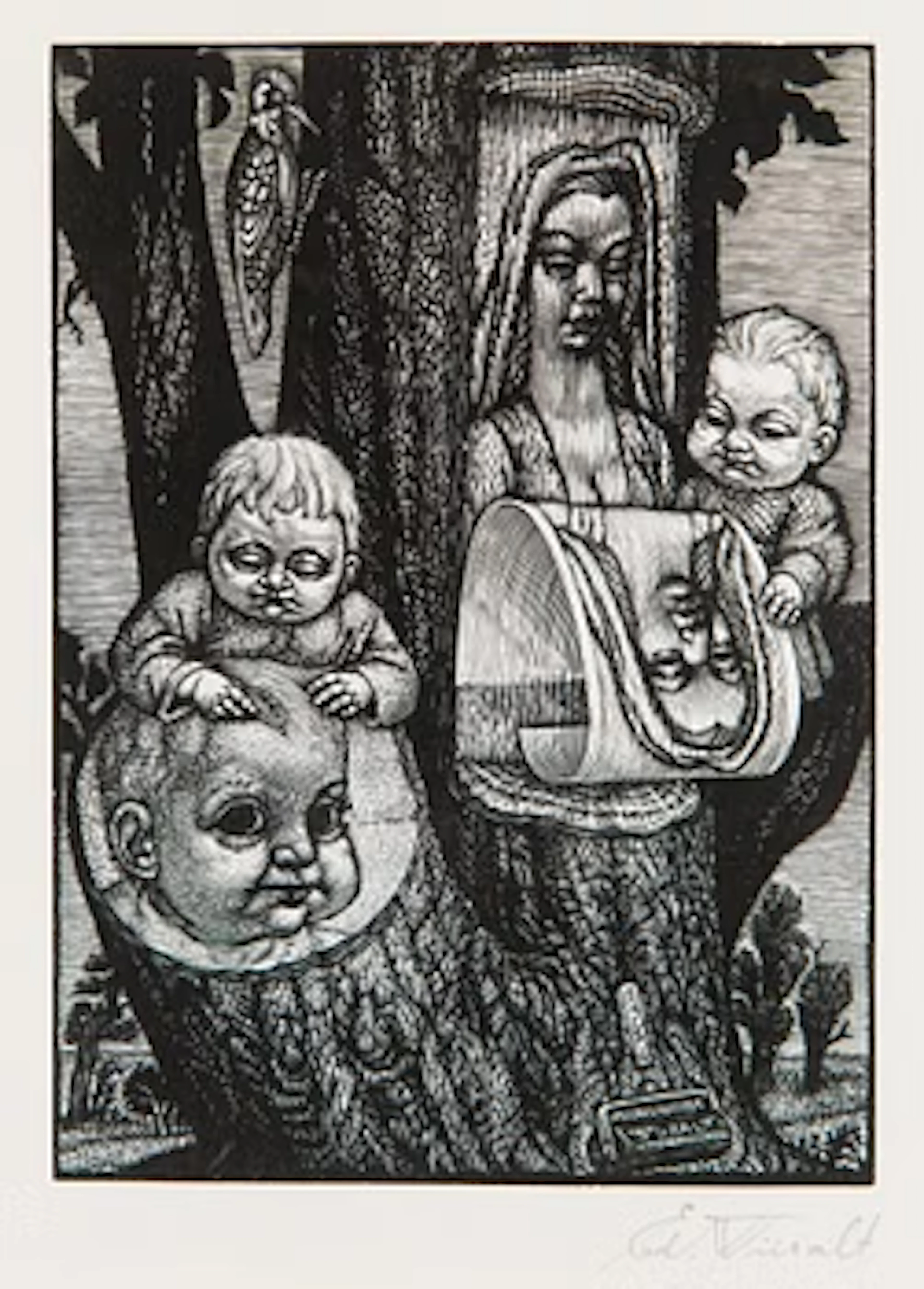 Eduard Wiiralt, "Puulõike sund" (The Birth of Wood Engraving).