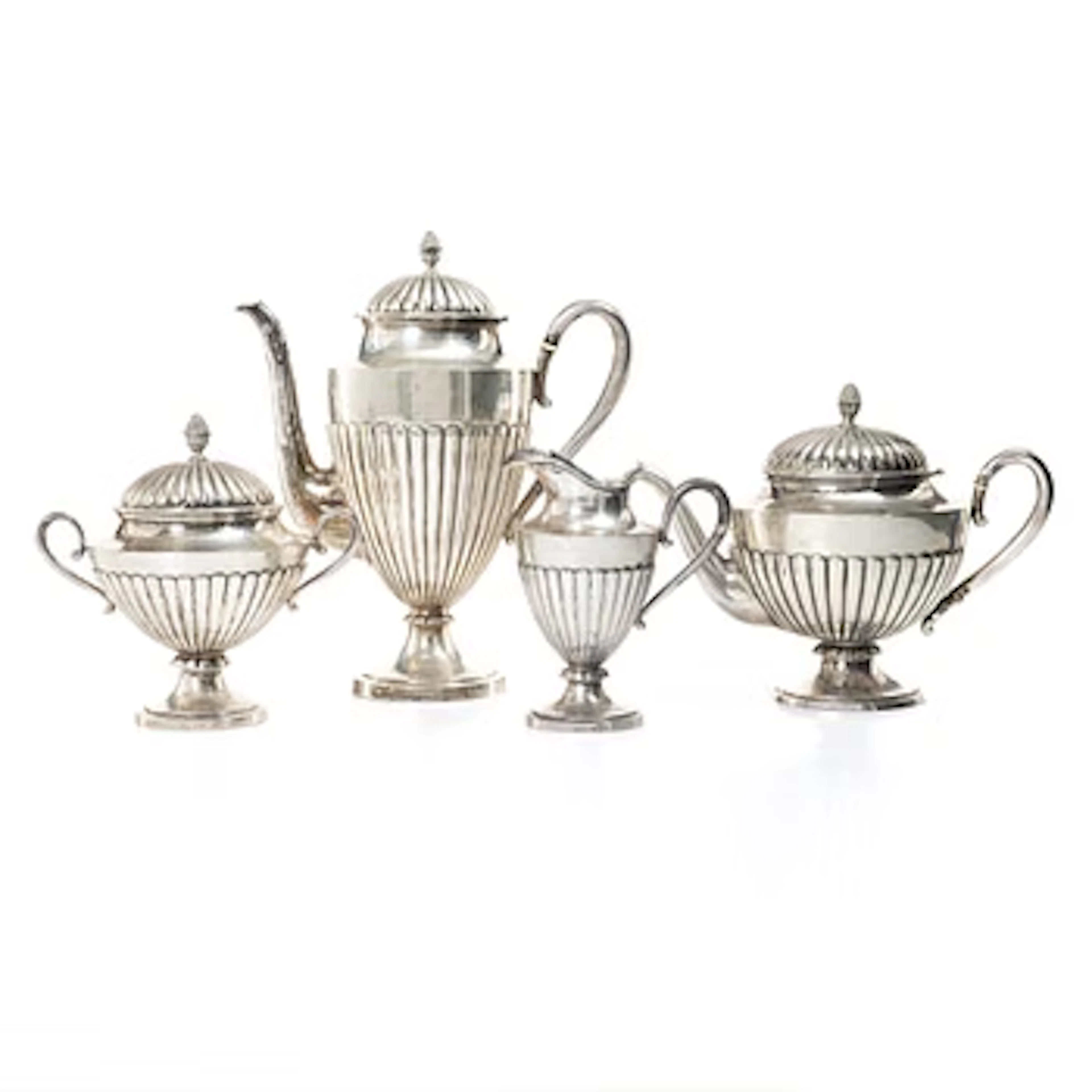 C.G. Hallberg, Tea and coffee service, 4 pieces, silver, Gustavian
