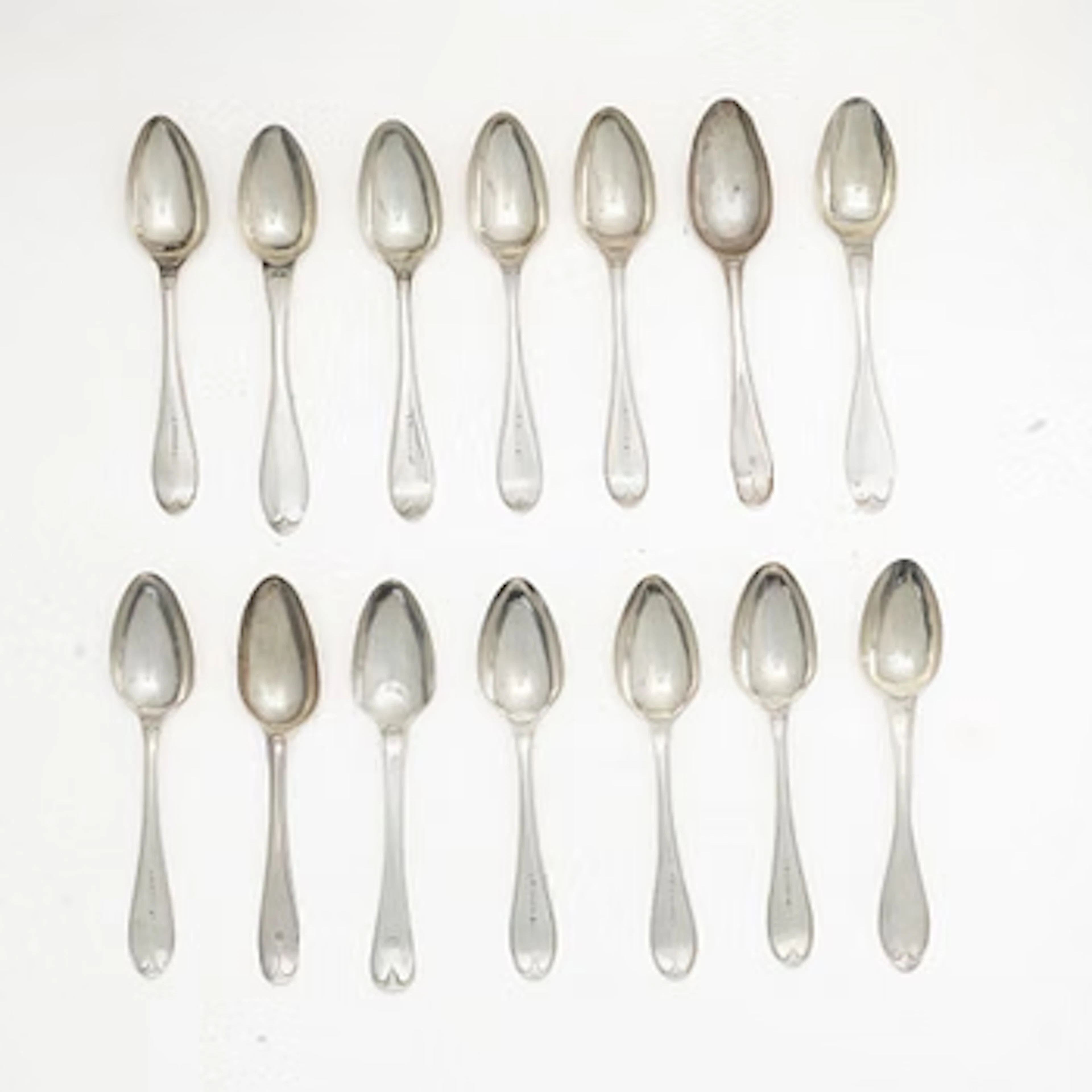 A set of Swedish 19th Century silver spoons (14 pieces).