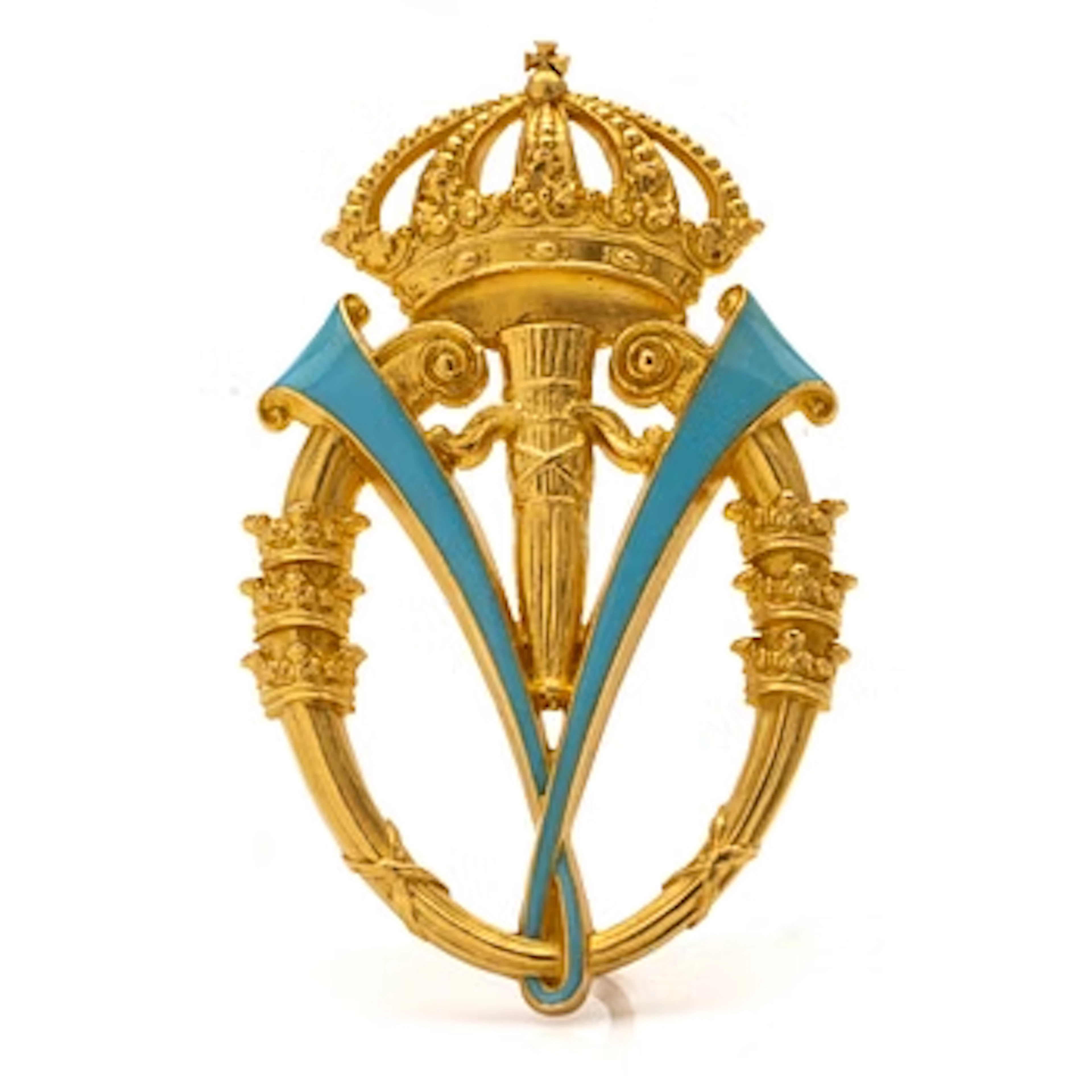 Court service badge, 20K gold and enamel, Carl Fredrik Carlman Stockholm 1908.