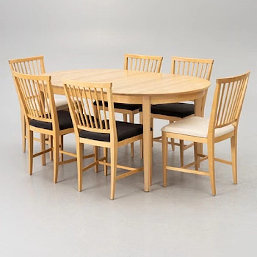 Carl Malmsten, Dining set, 9 pieces, “Vardags”, Stolab, 2013.
