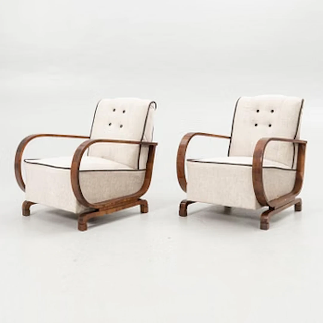 A pair of Art Deco armchairs, 20th century.