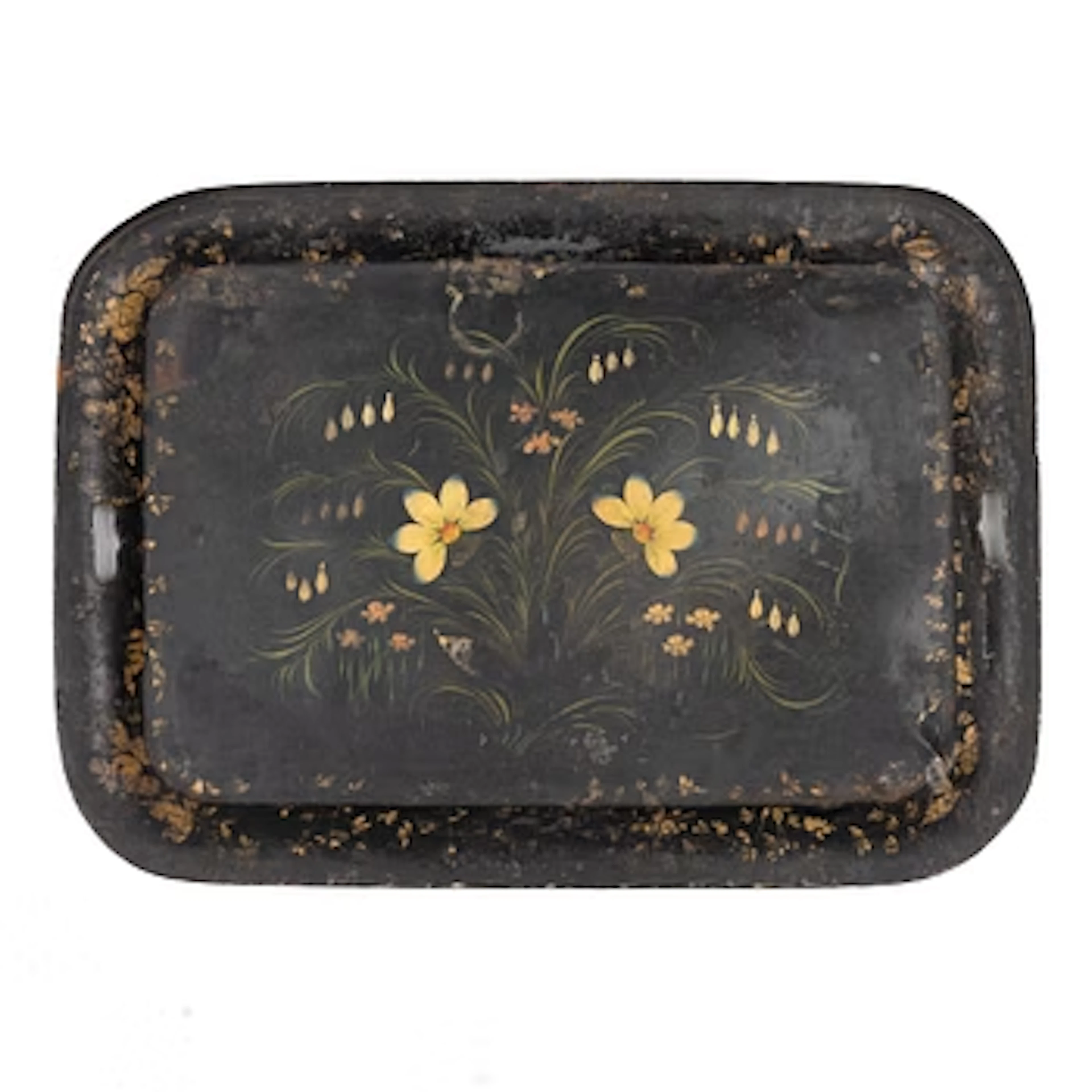 A tin tray, mid-19th century.