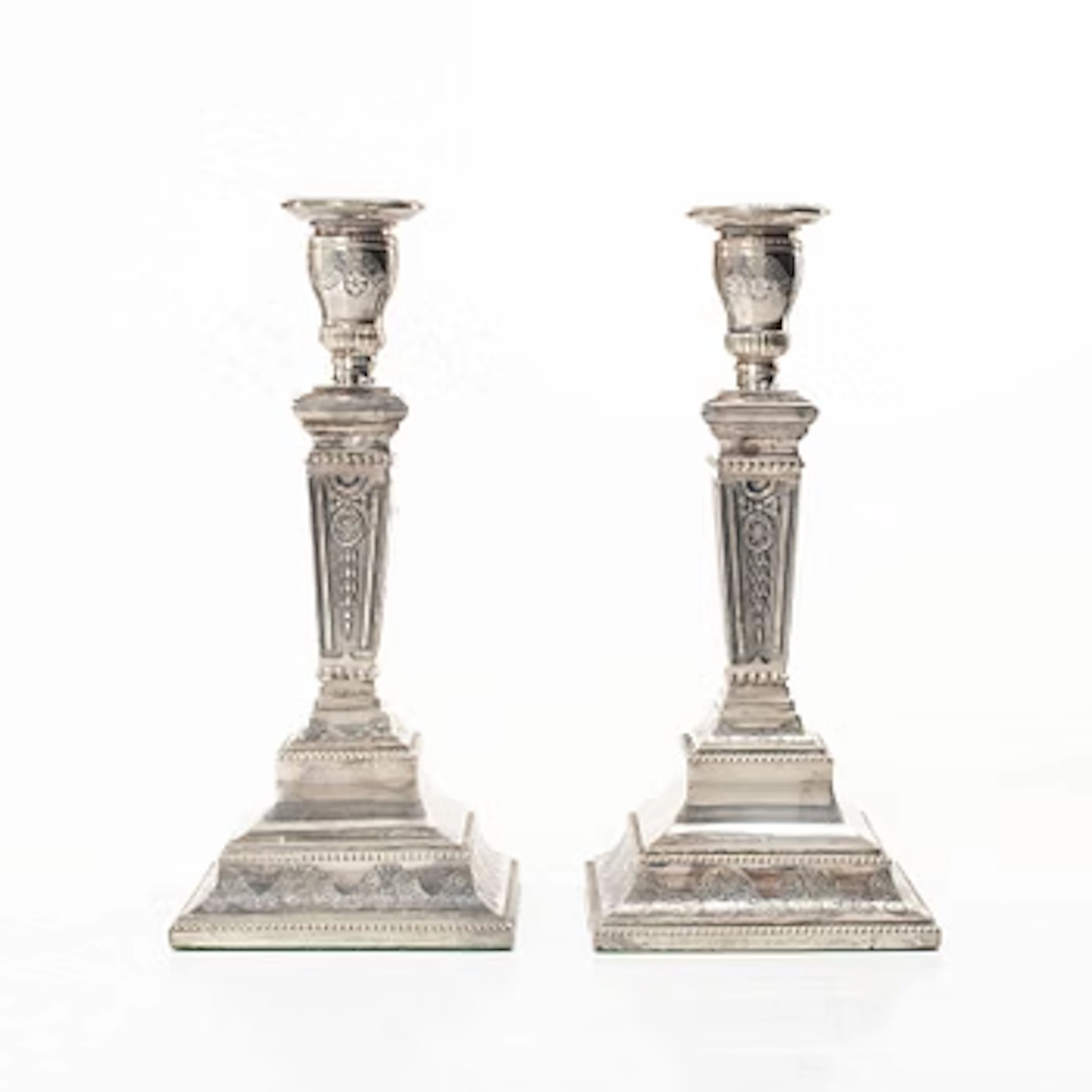 Candlesticks, a pair, sterling silver, import mark of International