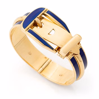 A Gucci bracelet 18K gold with blue enamel.