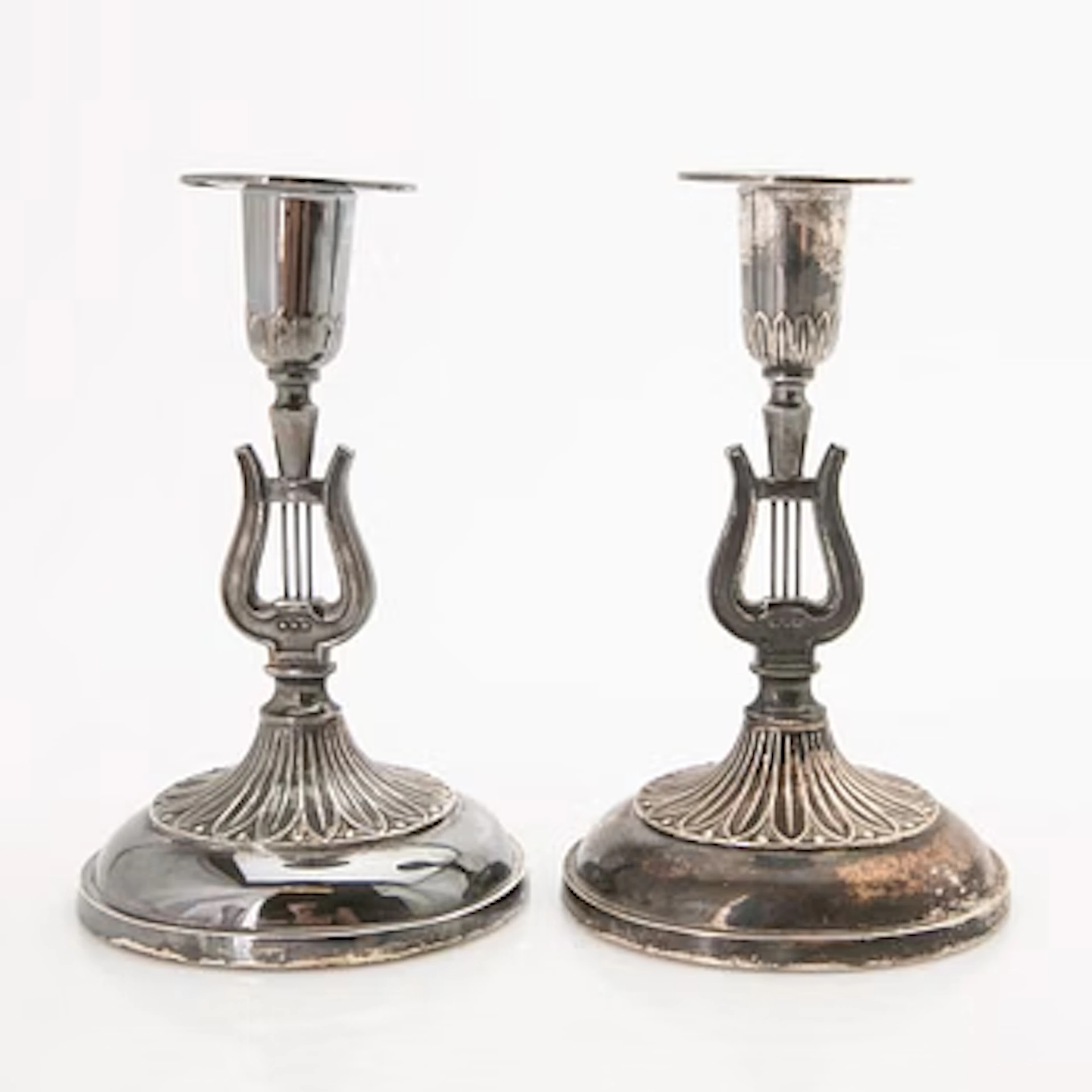 Candlesticks, a pair, Empire style, silver, Ceson Guldvaru Ab, Gothenburg