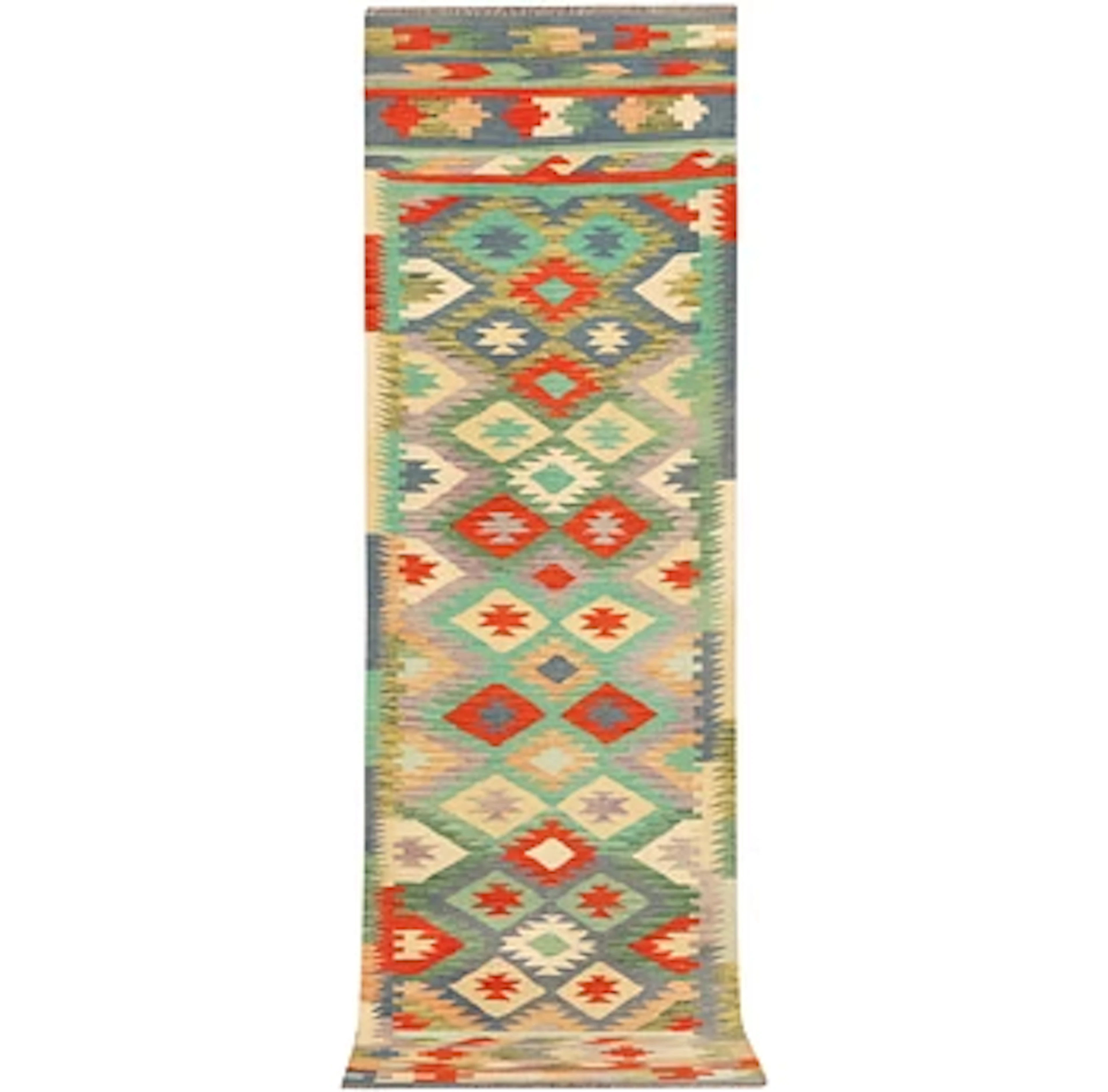 An Afghan kilim runner, c. 292 x 83 cm.