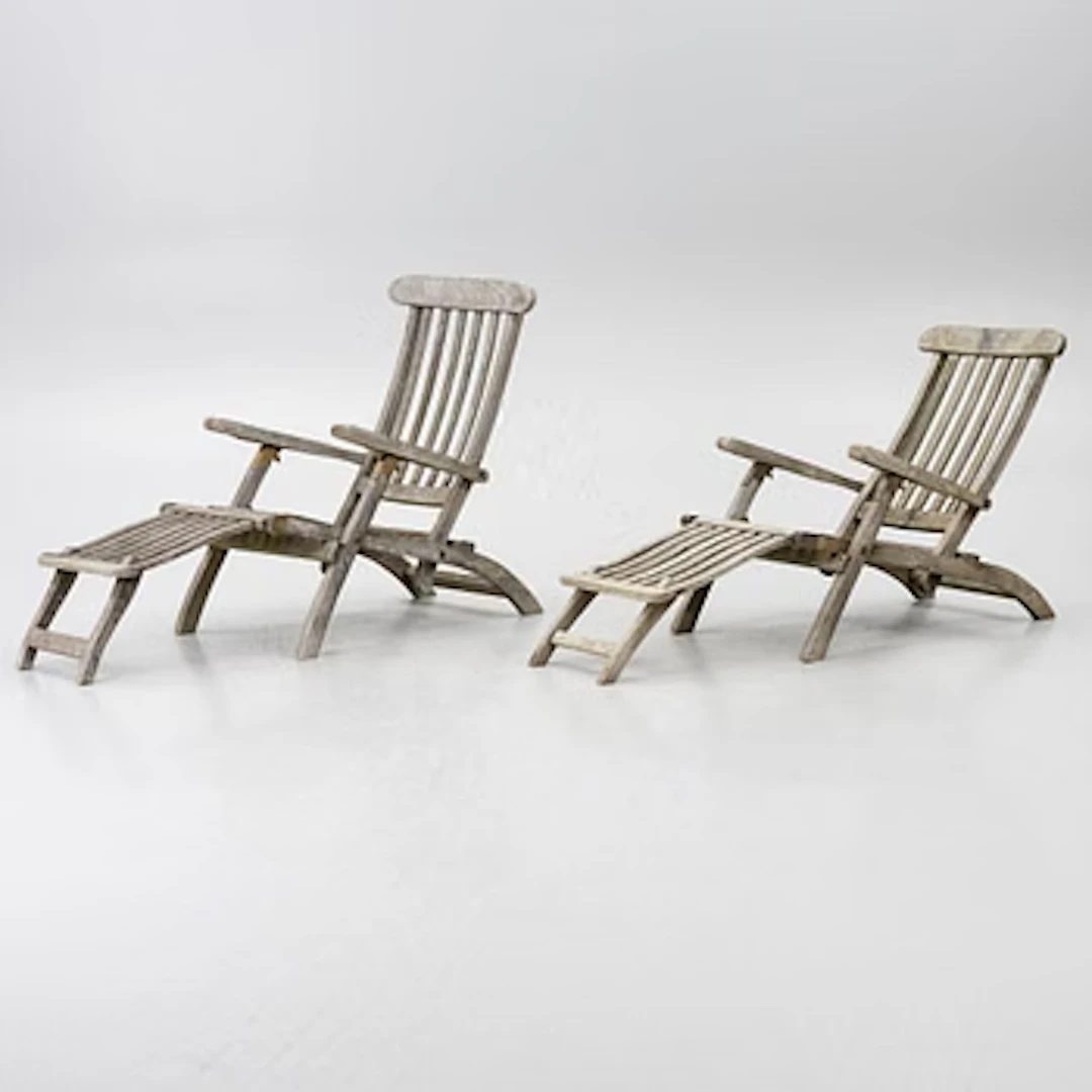 Deck chairs, a pair, circa 2000.