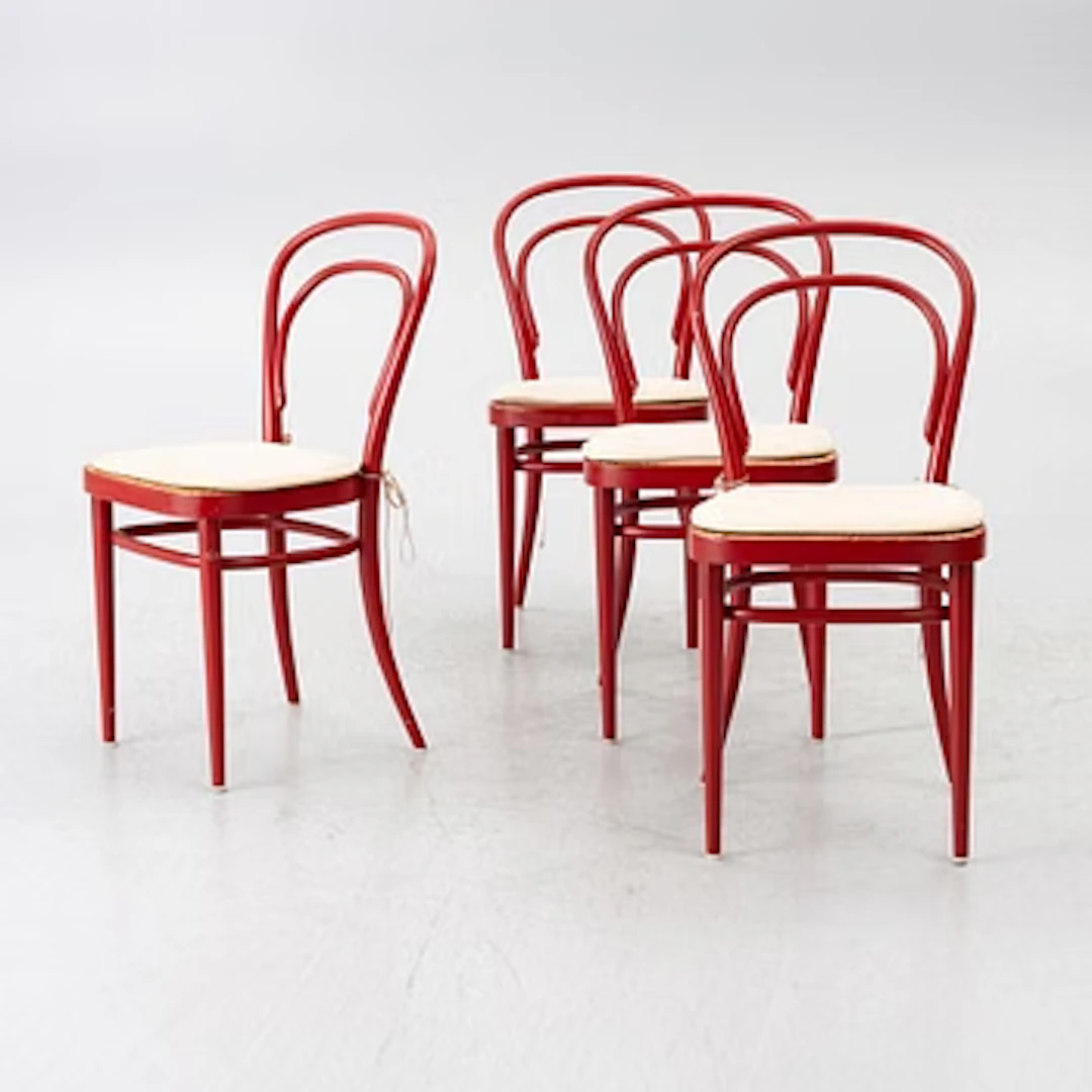 Chairs, 4, Thonet, modern production.