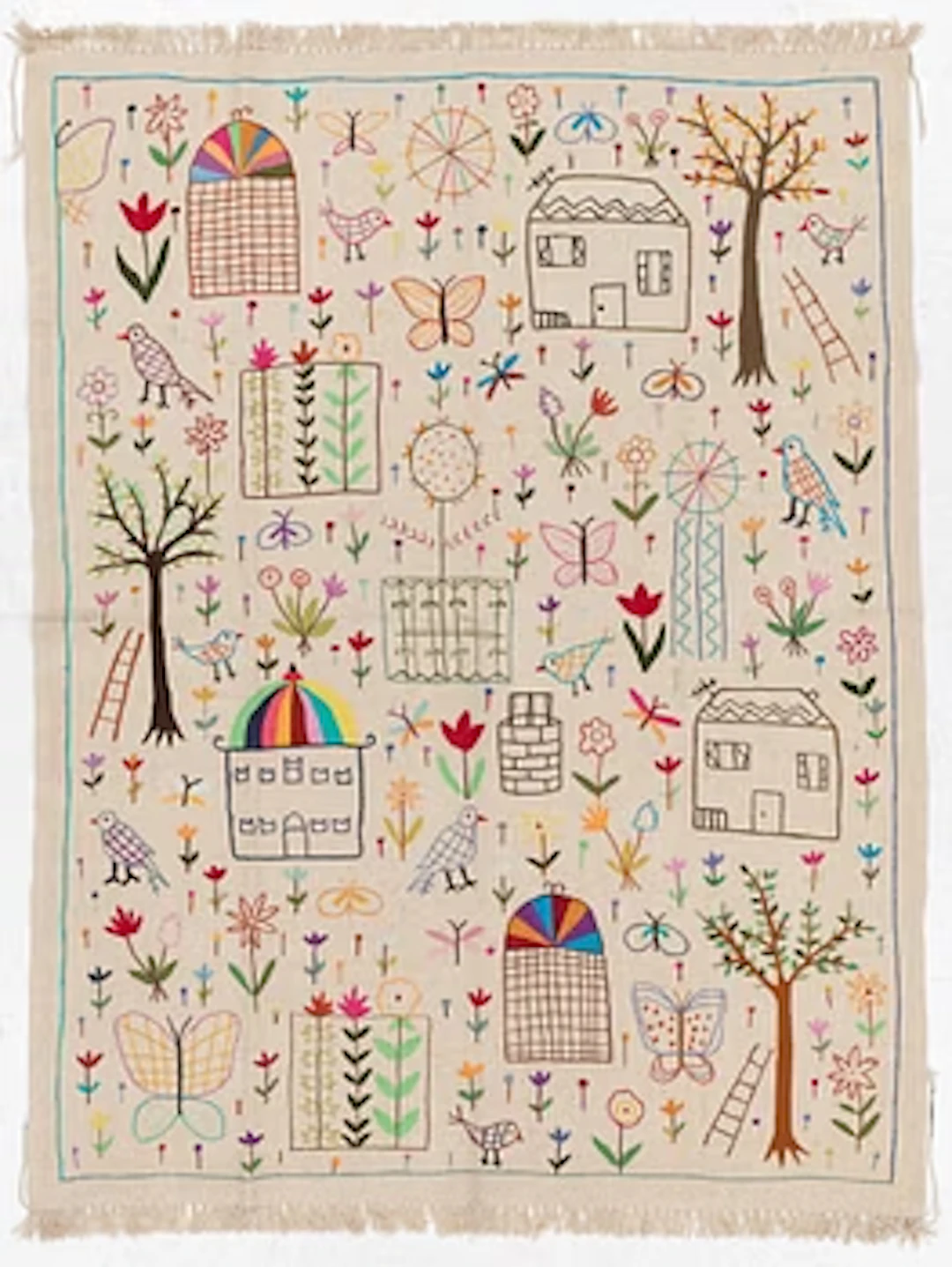 A hand-embroidered kilim rug, c. 224 x 172 cm.