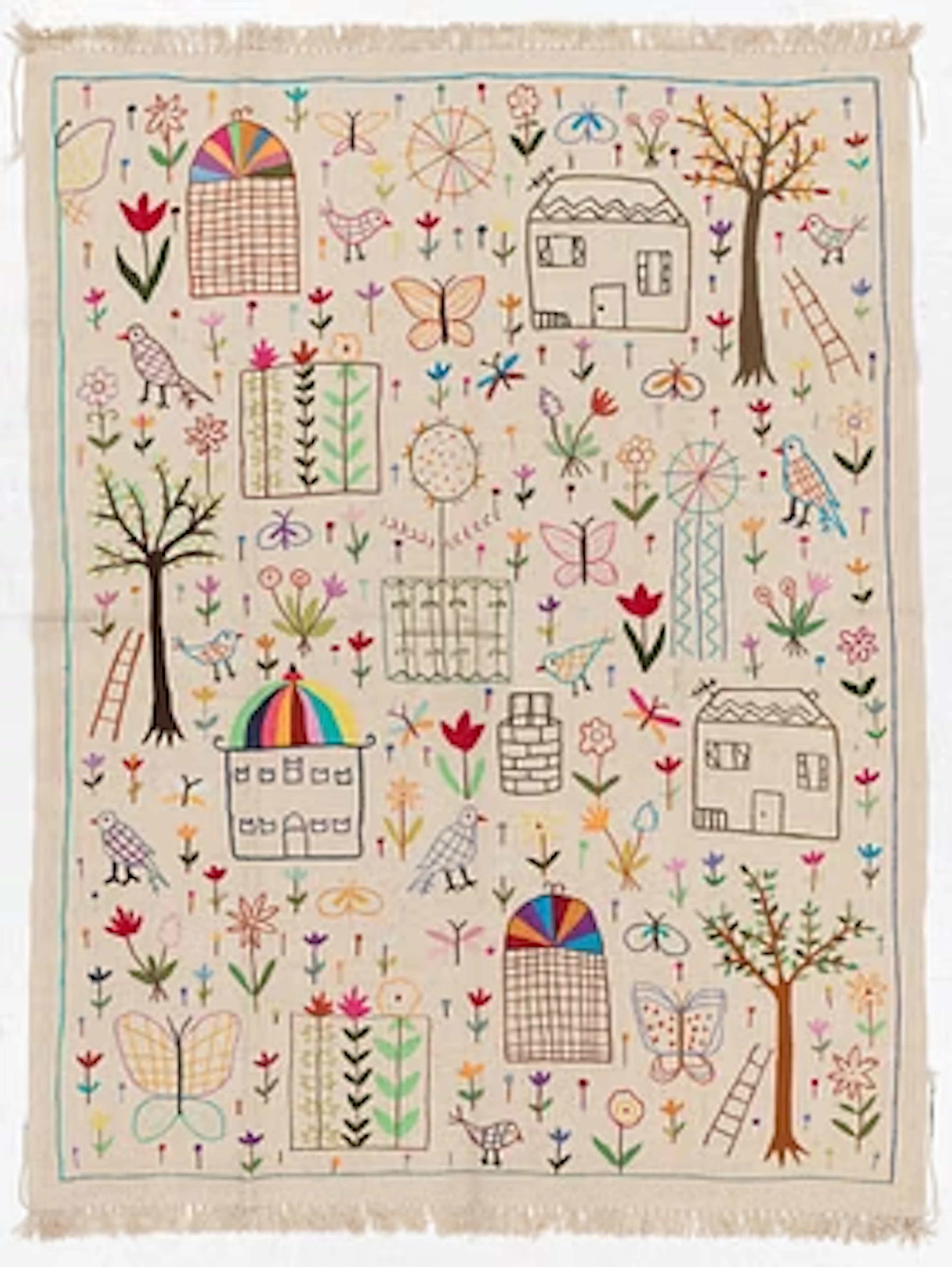 A hand-embroidered kilim rug, c. 224 x 172 cm.