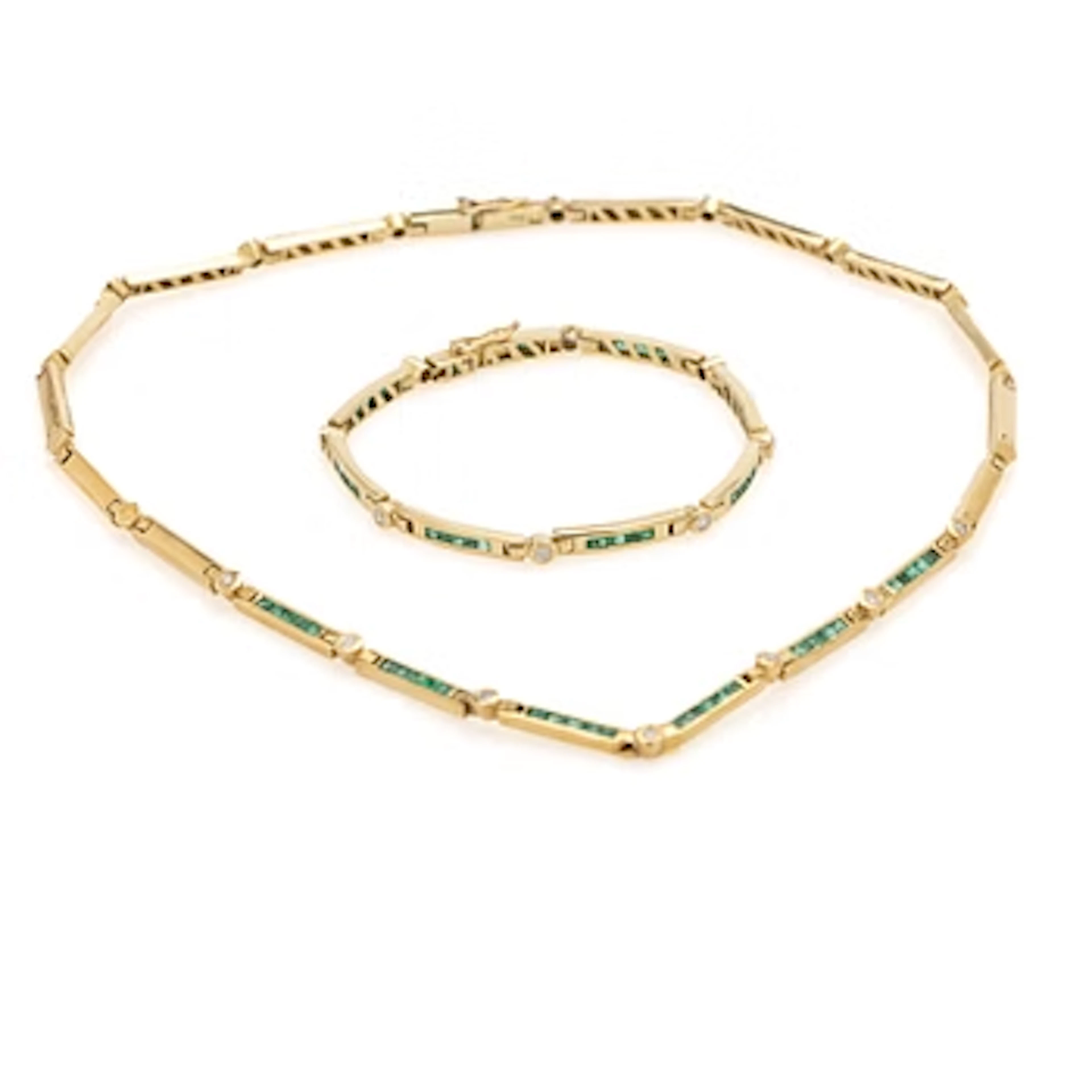 Necklace and bracelet, 18K, Old Orient.