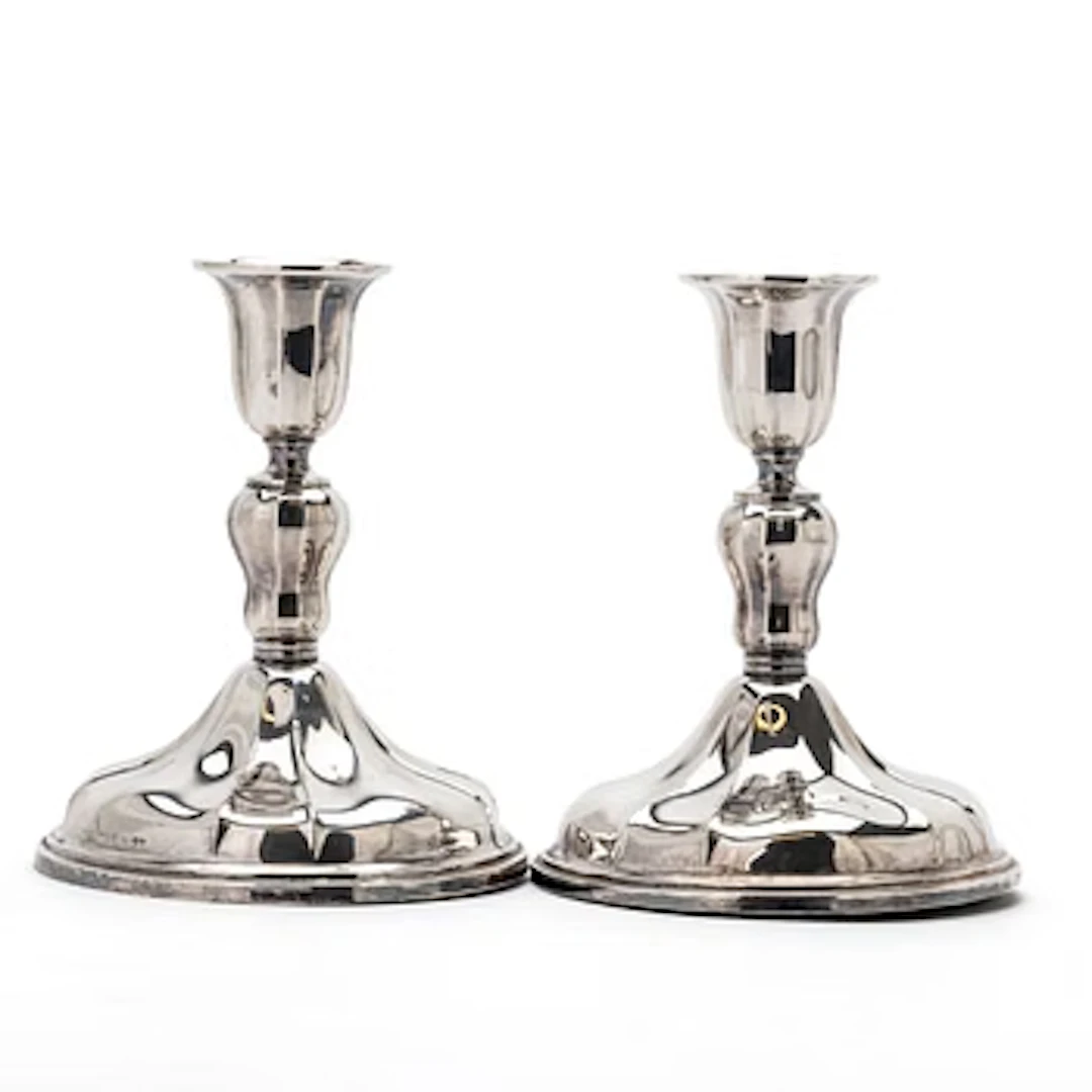 Candlesticks, a pair, Baroque style, silver, 20th century.