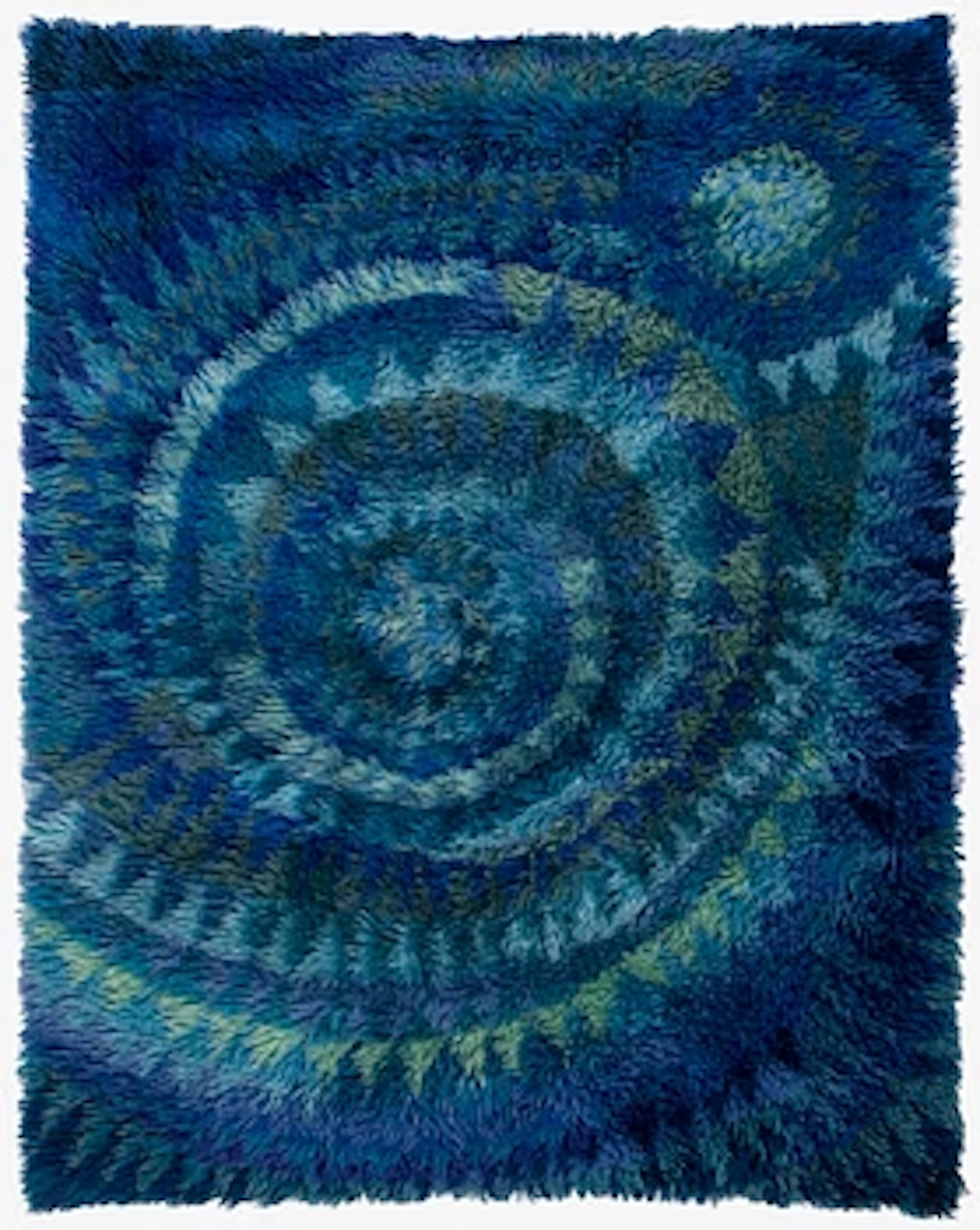 Marjatta Metsovaara, Rya rug, "Blue Seashell", Oy Finnrya Ab. Circa