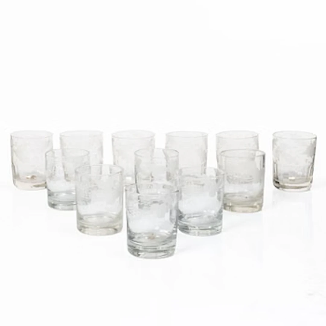 Twelve seltzer glasses, early 19th century.