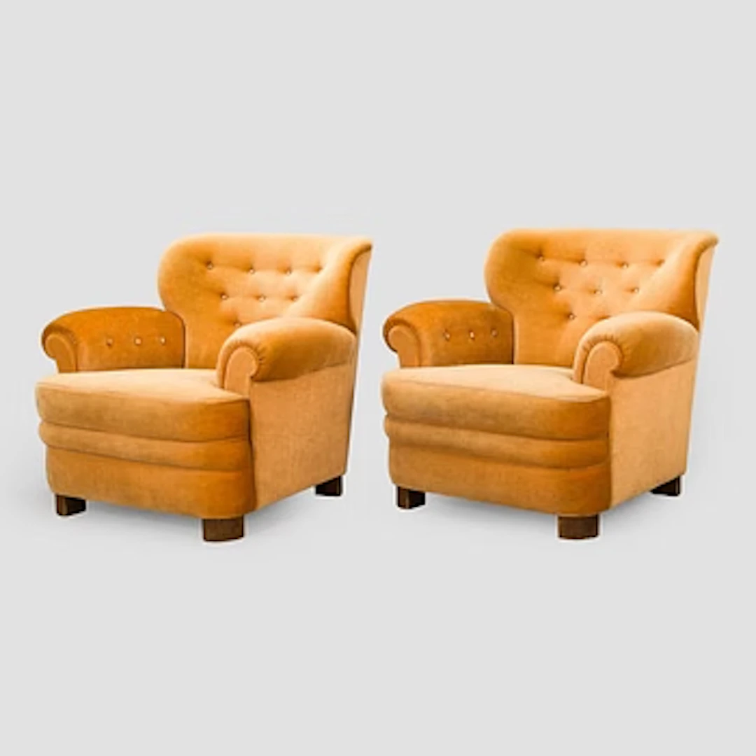 A pair of 1940s armchairs 'London' for Oy Paul Boman Ab Finland.