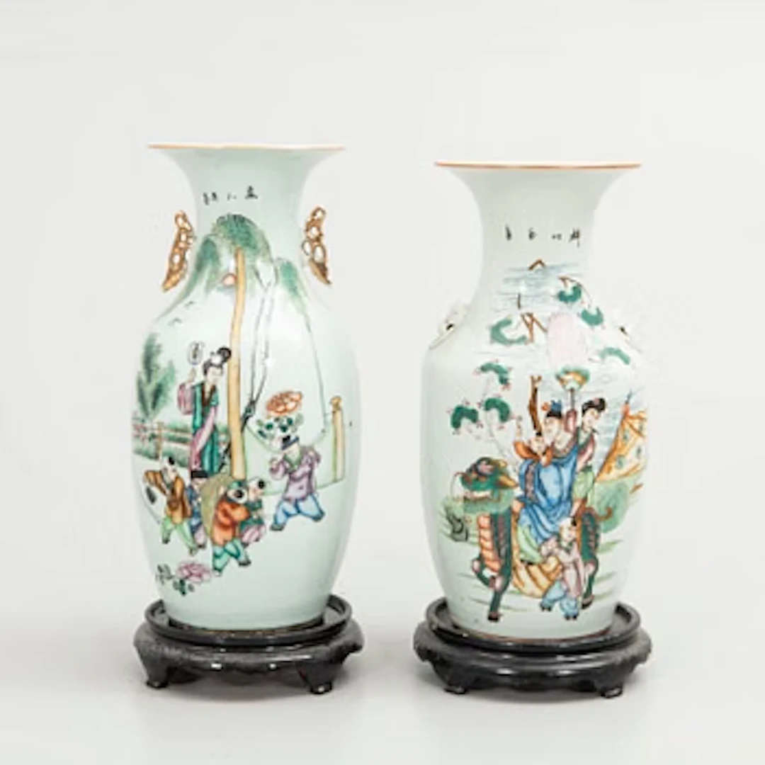 Floor vases, 2 pcs, porcelain, China, 20th century.