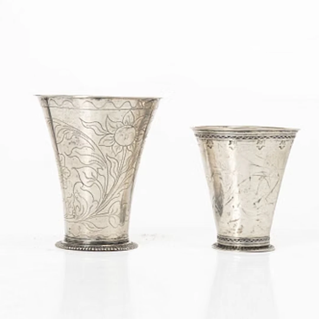 Two Swedish silver 18th Century beakers.