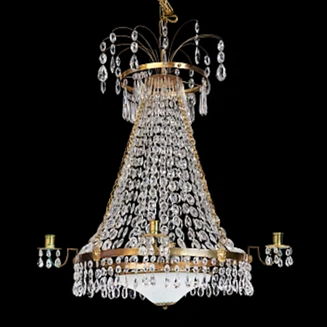 A late Gustavian five-light chandelier, late 18th century.