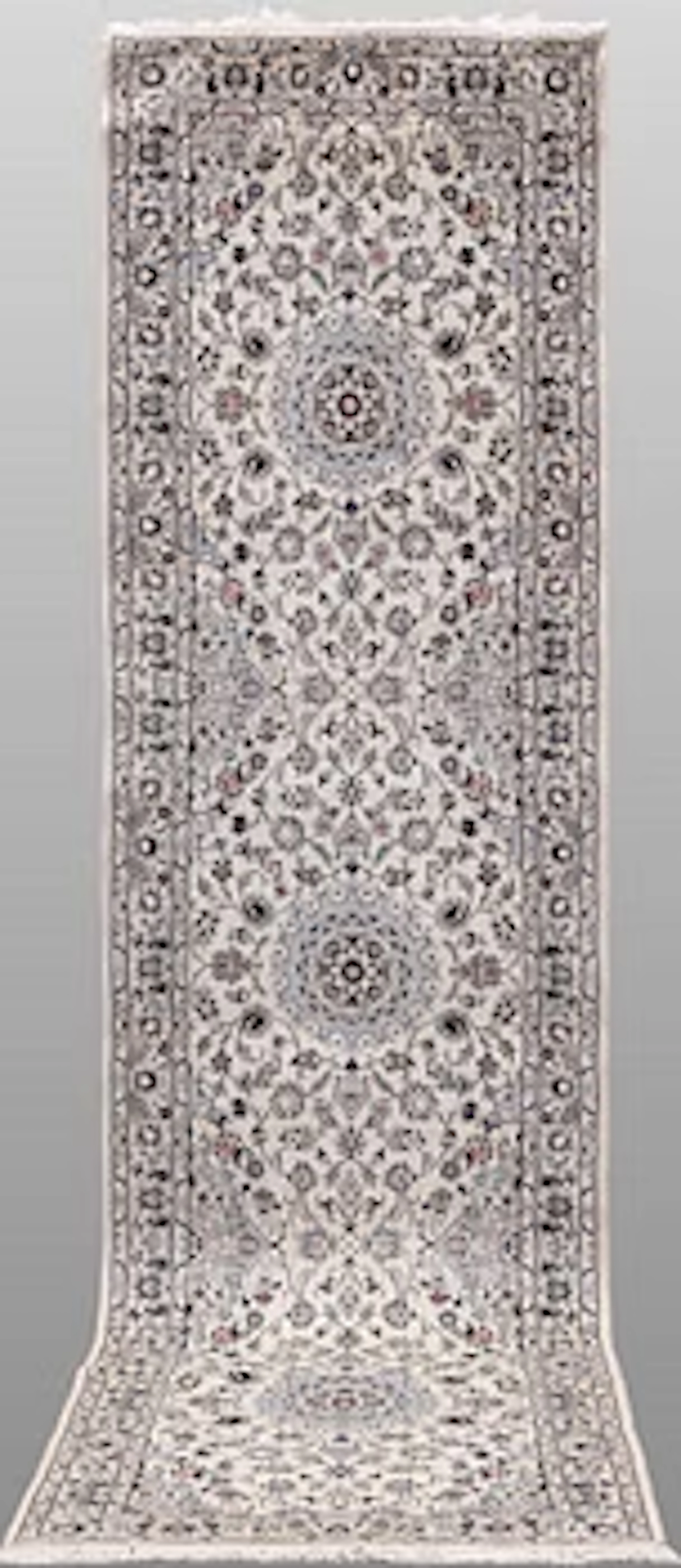 A Nain part silk runner carpet, 342 x 81 cm.