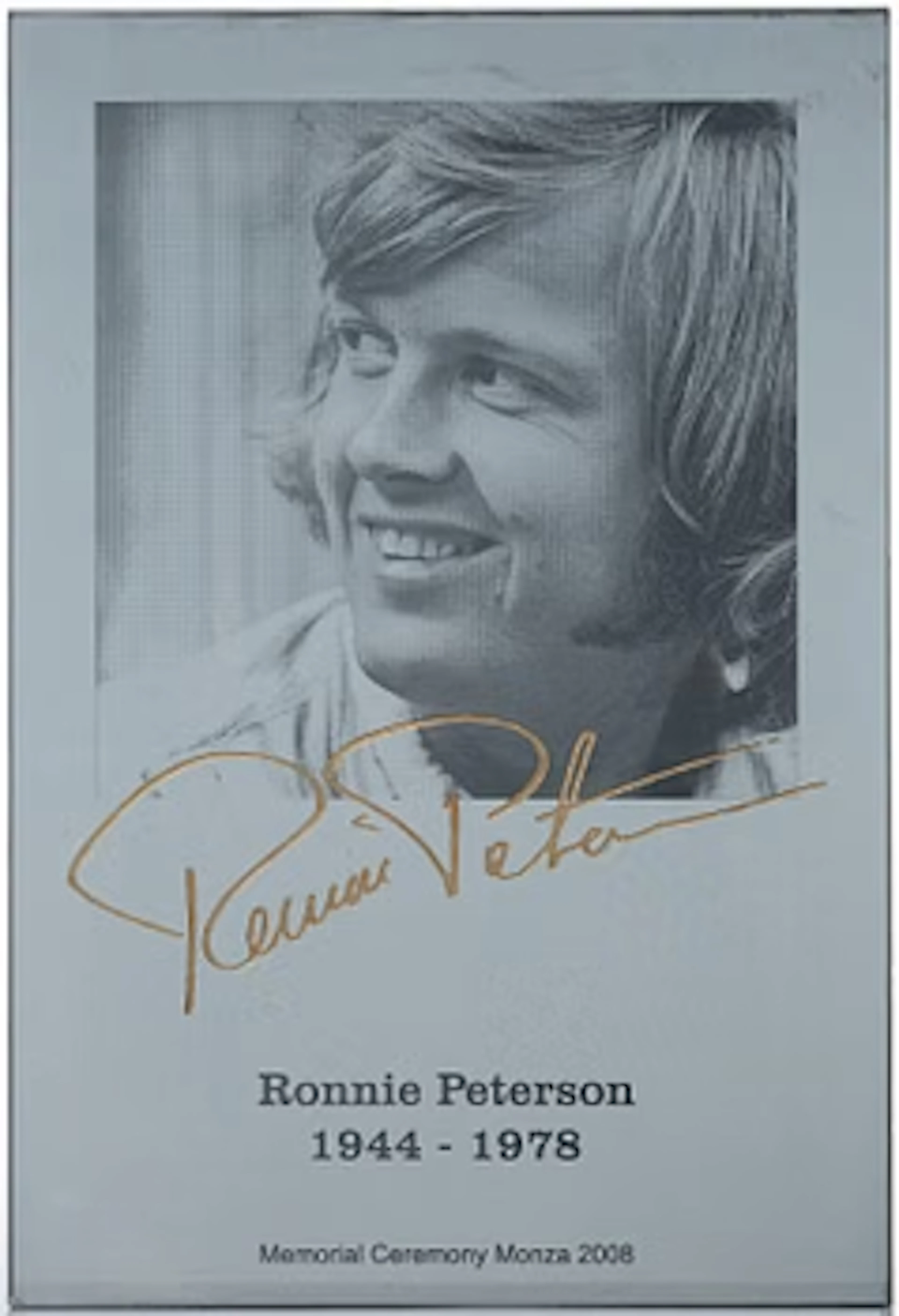Ronnie Peterson, commemorative plaque from Monza 2008.